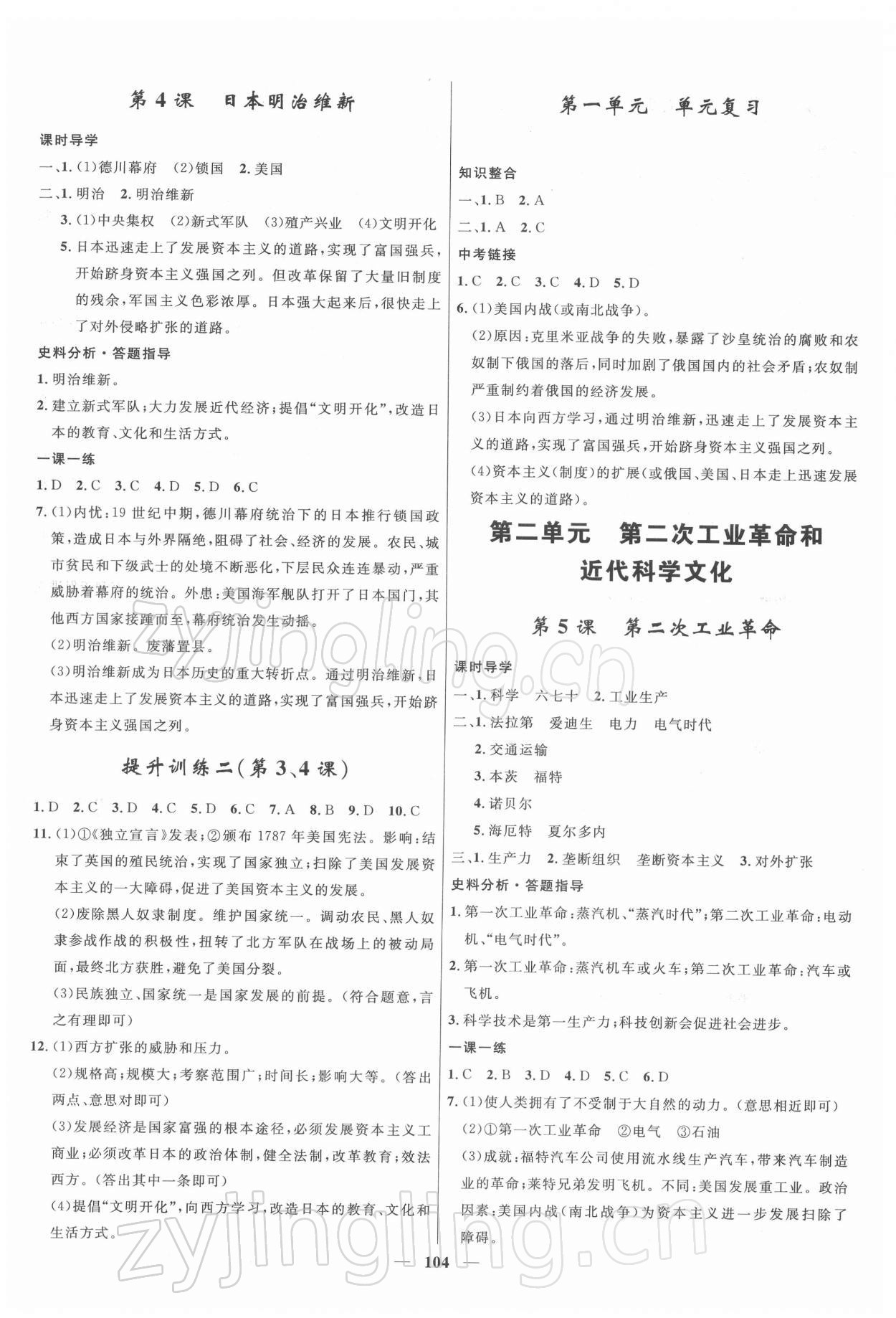 2022年夺冠百分百新导学课时练九年级历史下册人教版 第2页