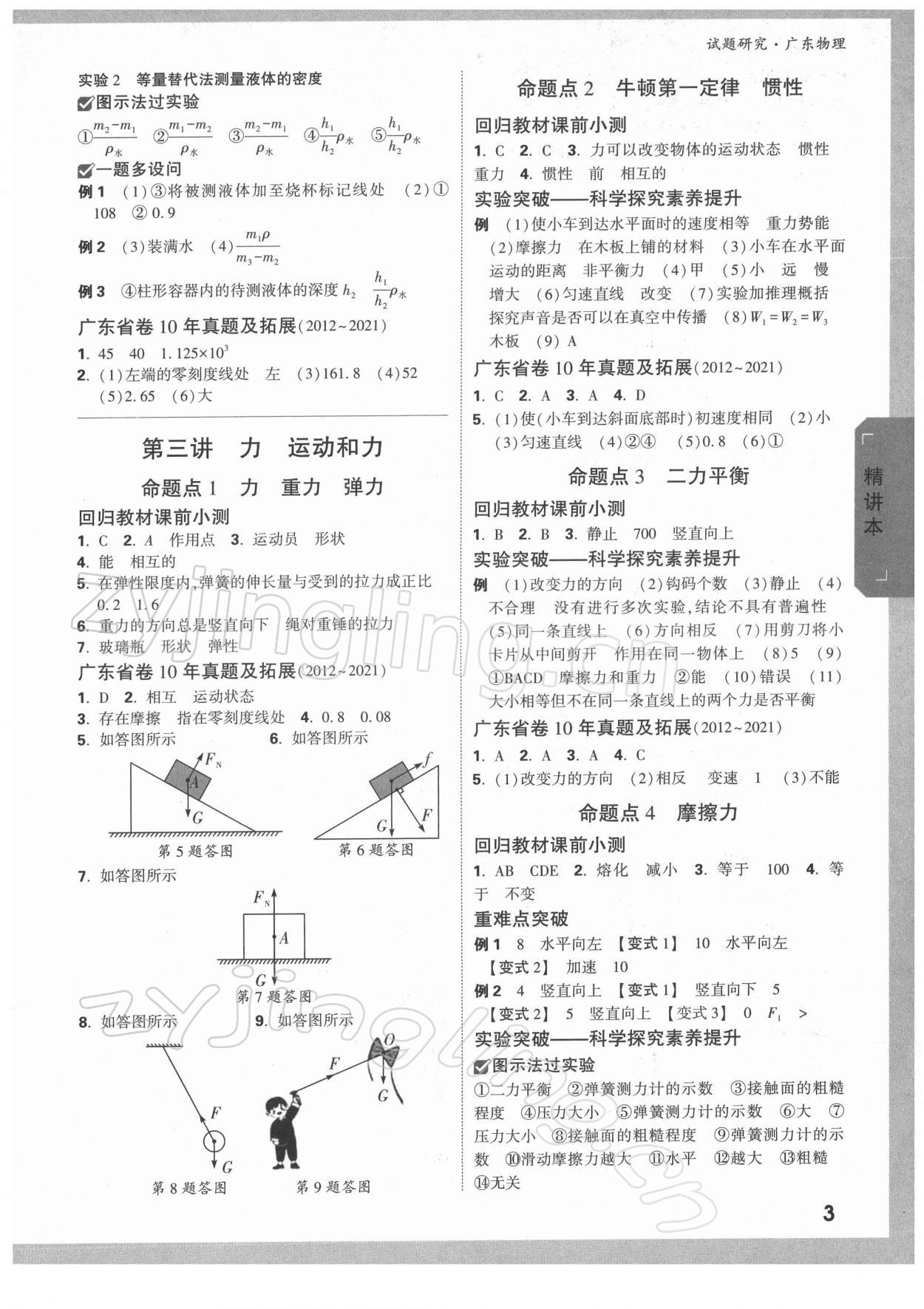 2022年萬(wàn)唯中考試題研究物理廣東專(zhuān)版 參考答案第2頁(yè)