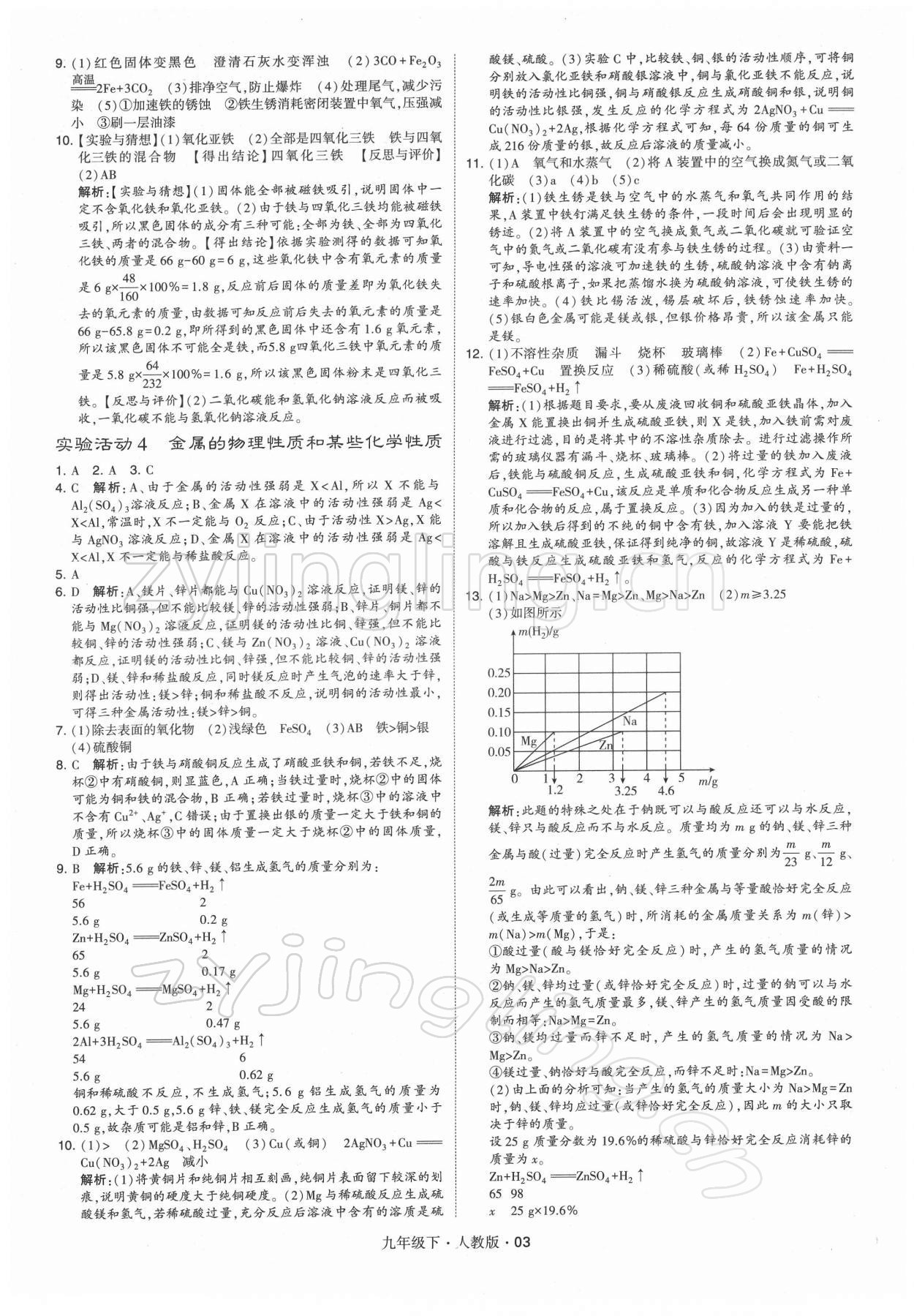 2022年學(xué)霸題中題九年級化學(xué)下冊人教版 參考答案第3頁