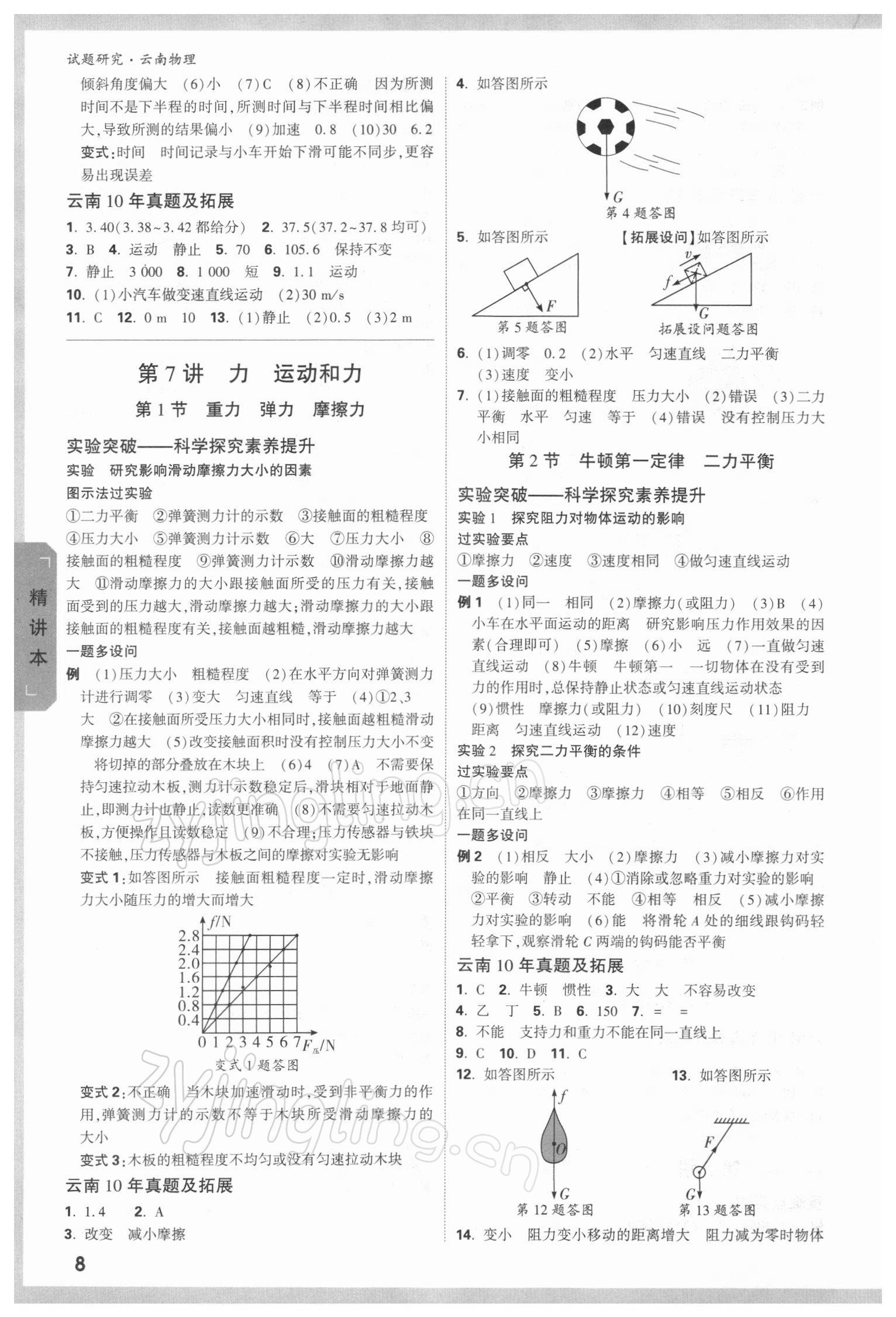 2022年萬唯中考試題研究物理云南專版 參考答案第7頁