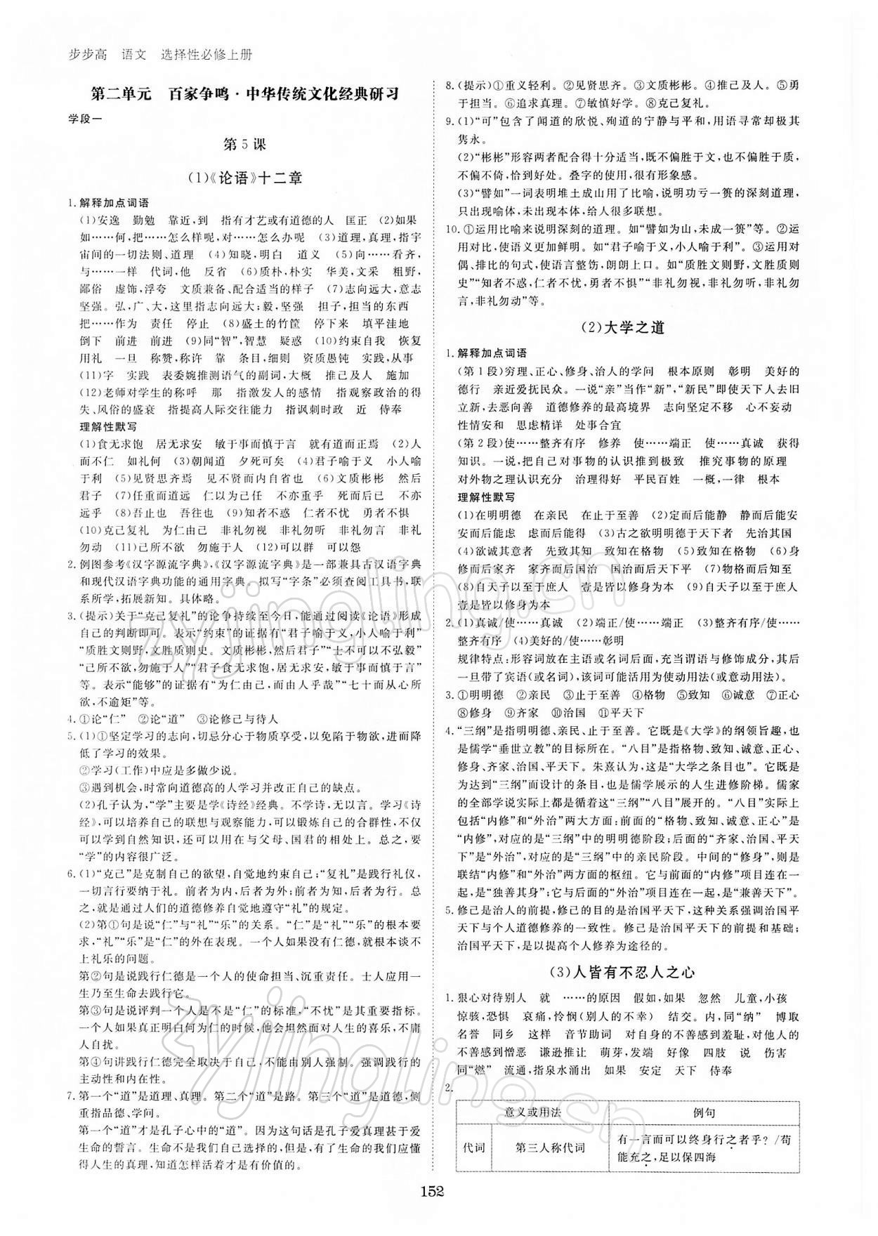 2021年步步高學(xué)習(xí)筆記語(yǔ)文選擇性必修上冊(cè) 參考答案第3頁(yè)