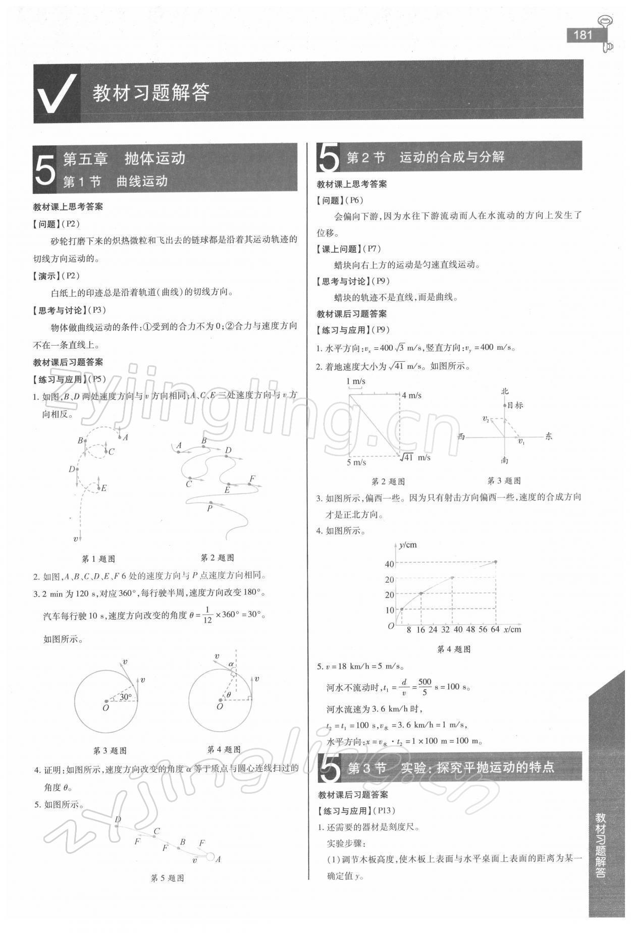 2021年教材課本物理必修第二冊人教版 參考答案第1頁