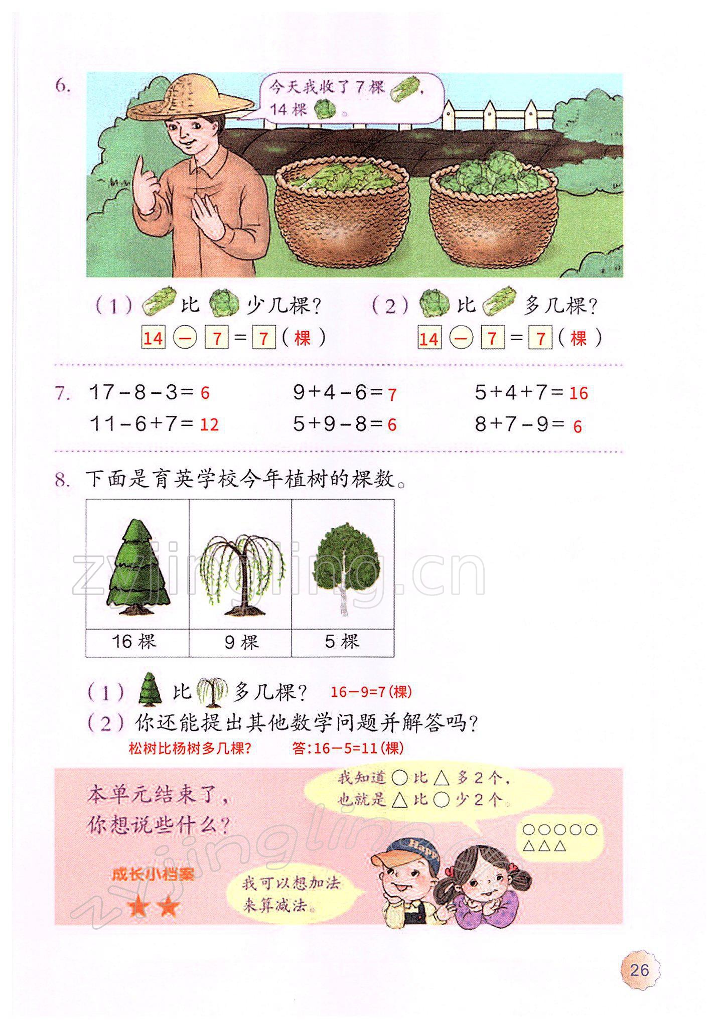 2022年教材課本一年級(jí)數(shù)學(xué)下冊(cè)人教版 參考答案第25頁(yè)