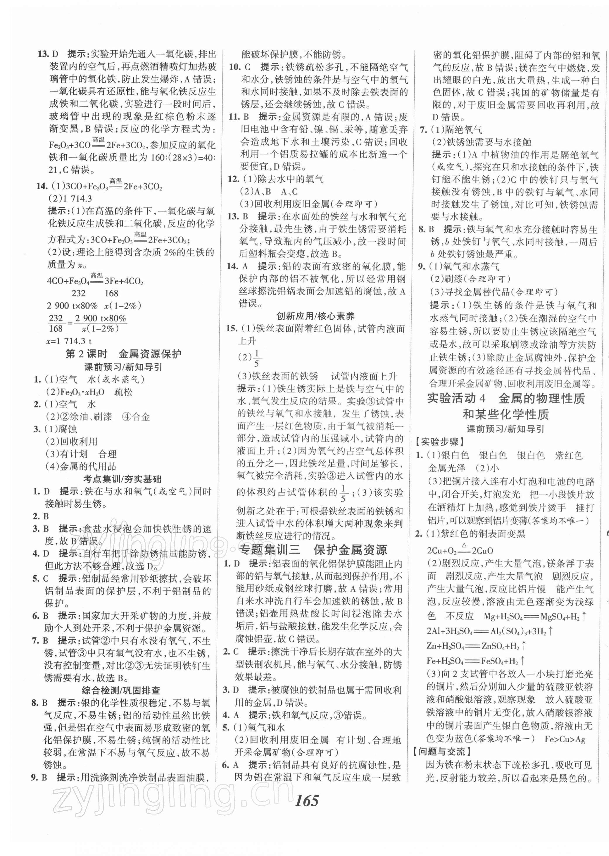 2022年全優(yōu)課堂考點(diǎn)集訓(xùn)與滿分備考九年級化學(xué)下冊 第5頁