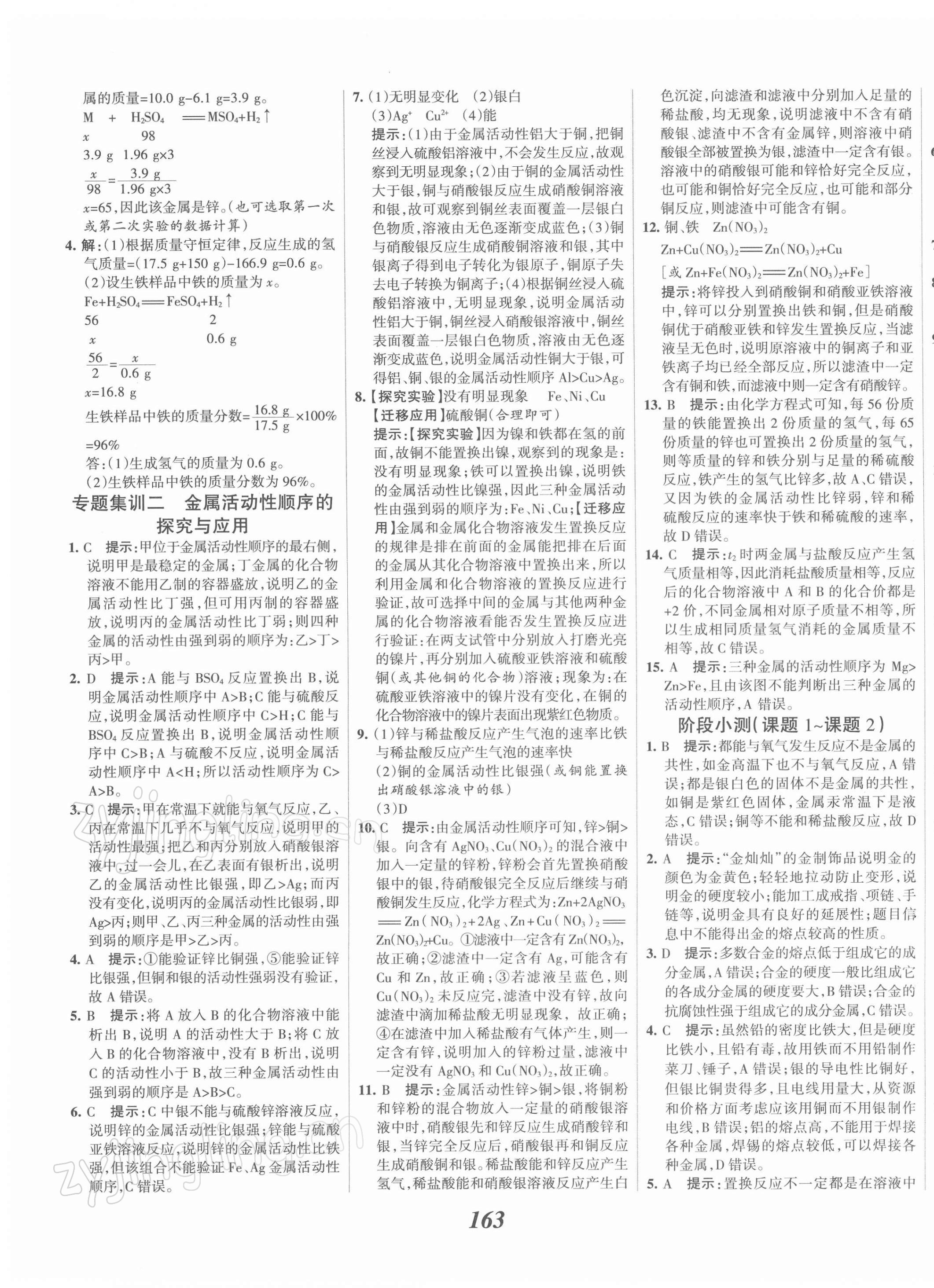 2022年全優(yōu)課堂考點集訓與滿分備考九年級化學下冊 第3頁