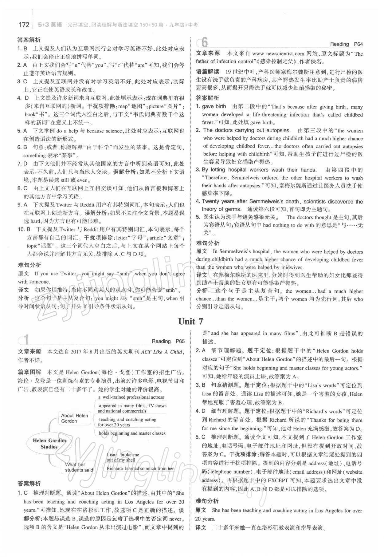 2022年53English完形填空閱讀理解與語法填空150+50篇九年級+中考 第20頁