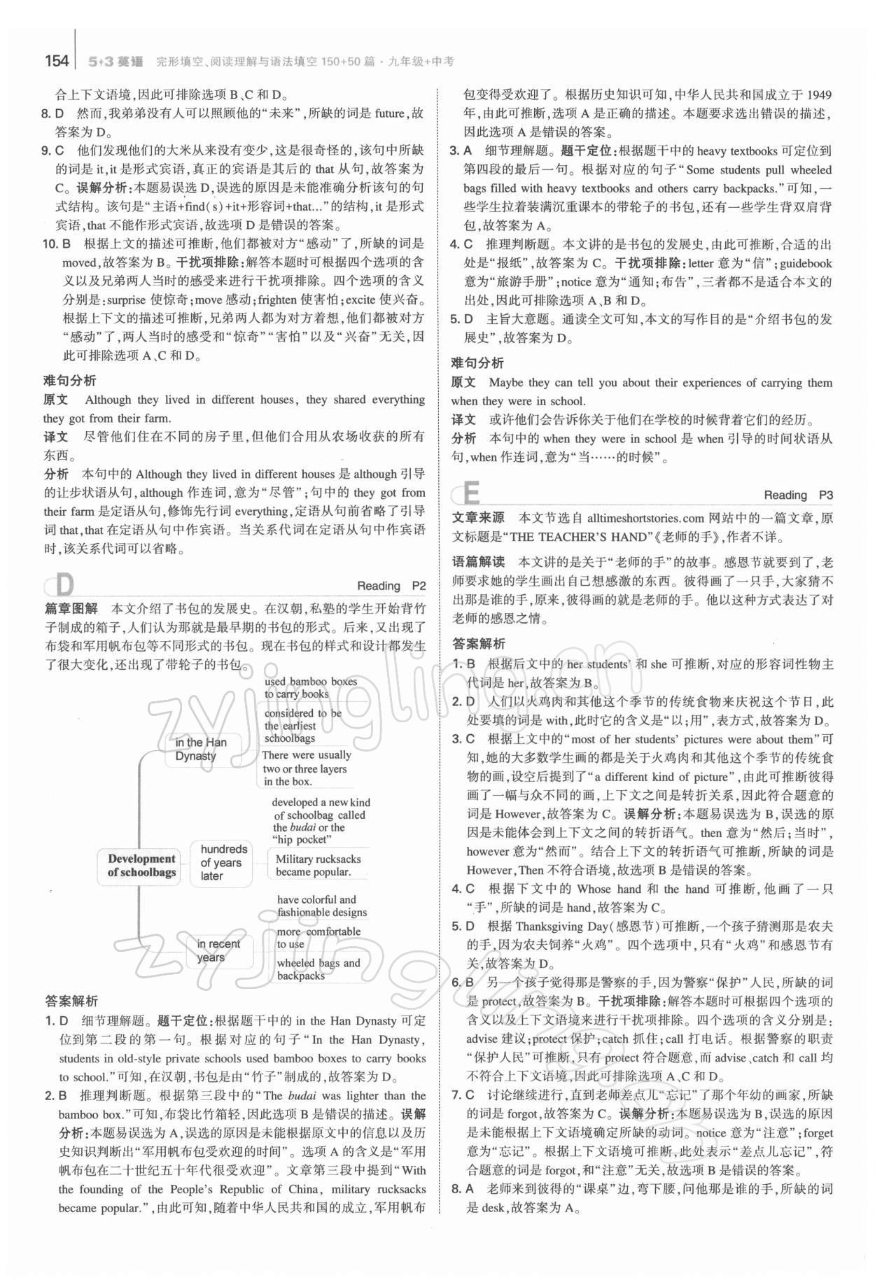 2022年53English完形填空閱讀理解與語法填空150+50篇九年級+中考 第2頁