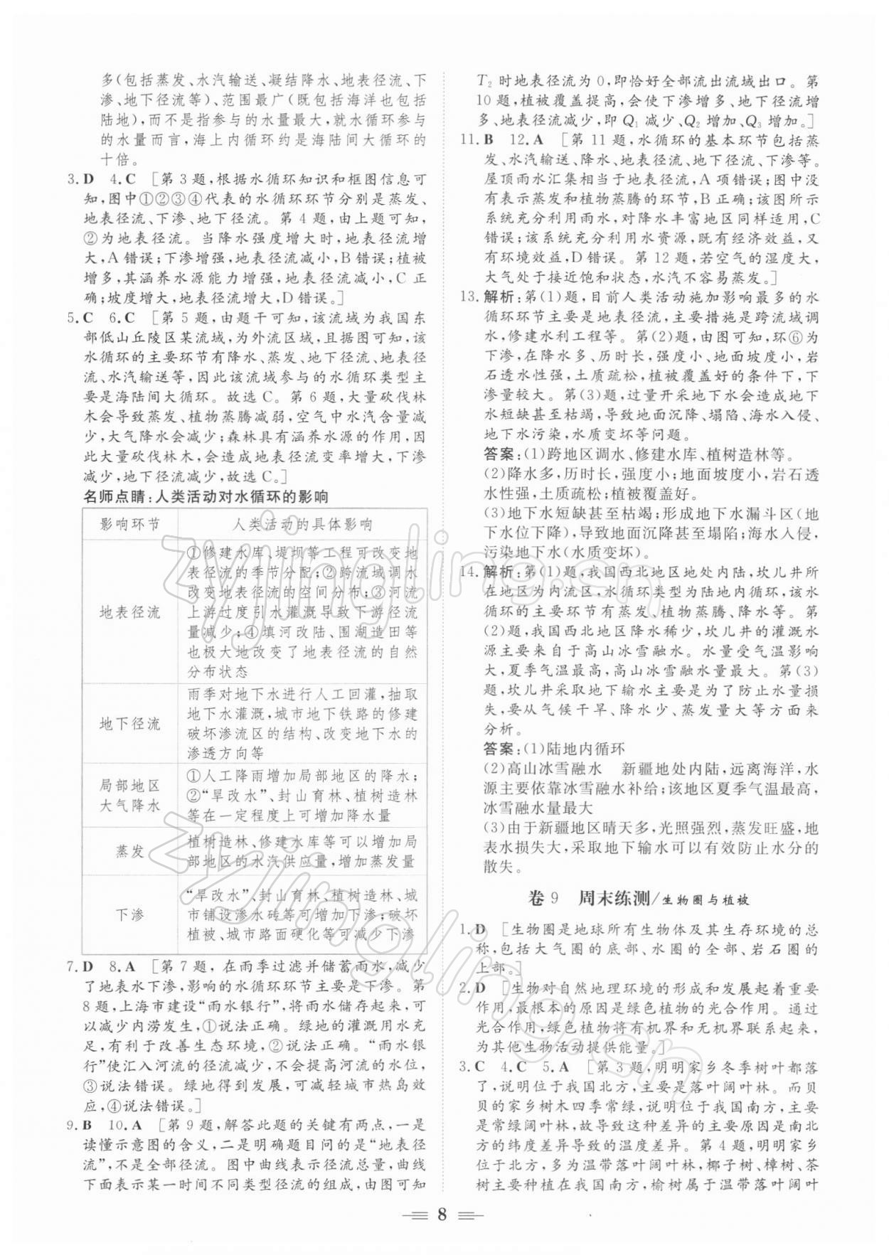 2021年新坐標(biāo)名題匯高中地理必修第一冊(cè)魯教版 參考答案第8頁(yè)