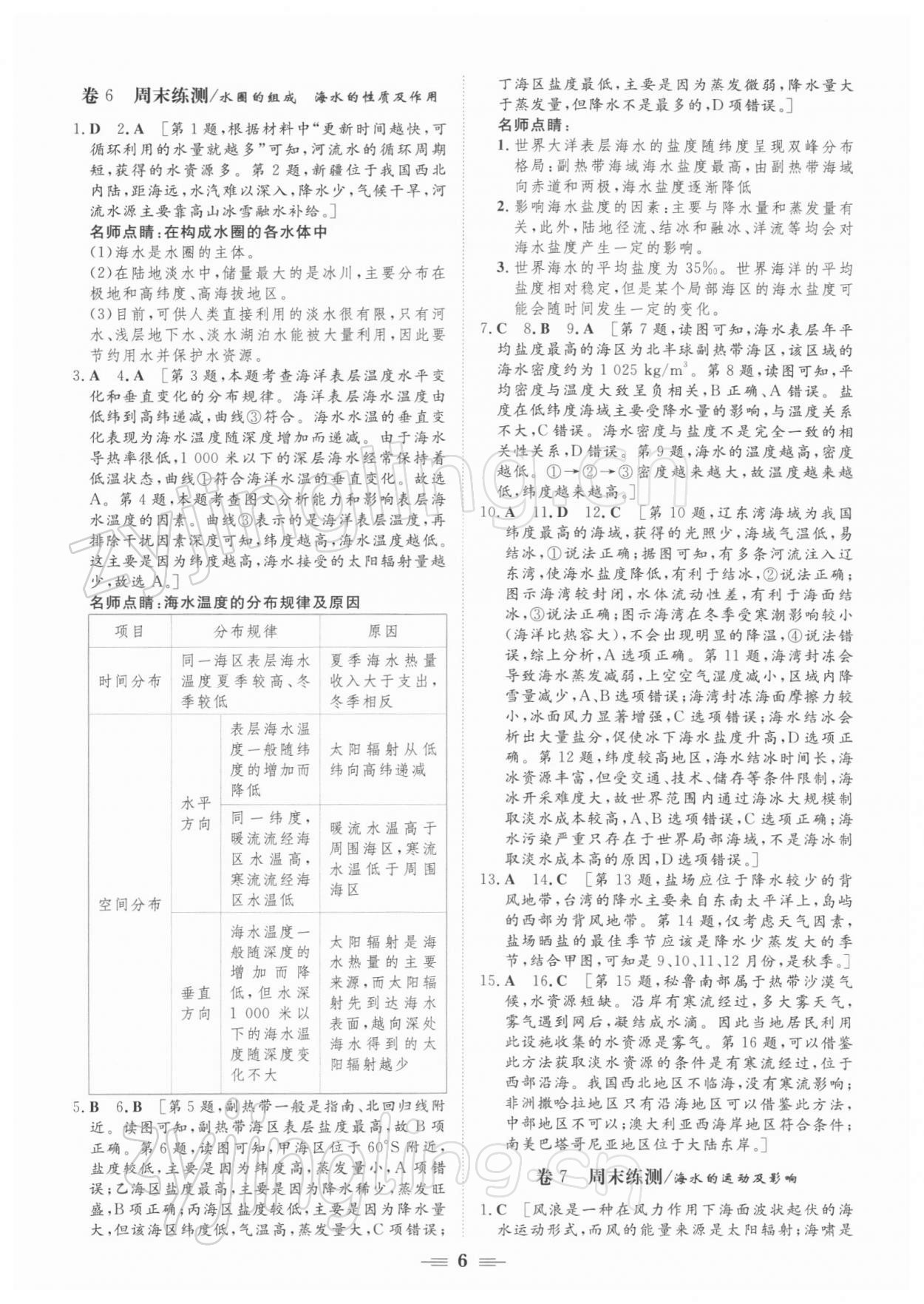 2021年新坐標名題匯高中地理必修第一冊魯教版 參考答案第6頁