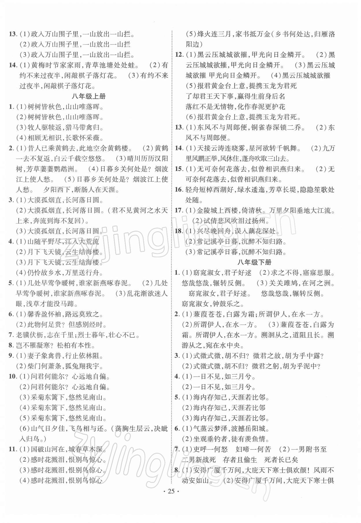 2022年中考精編語文廣東經濟出版社 參考答案第25頁
