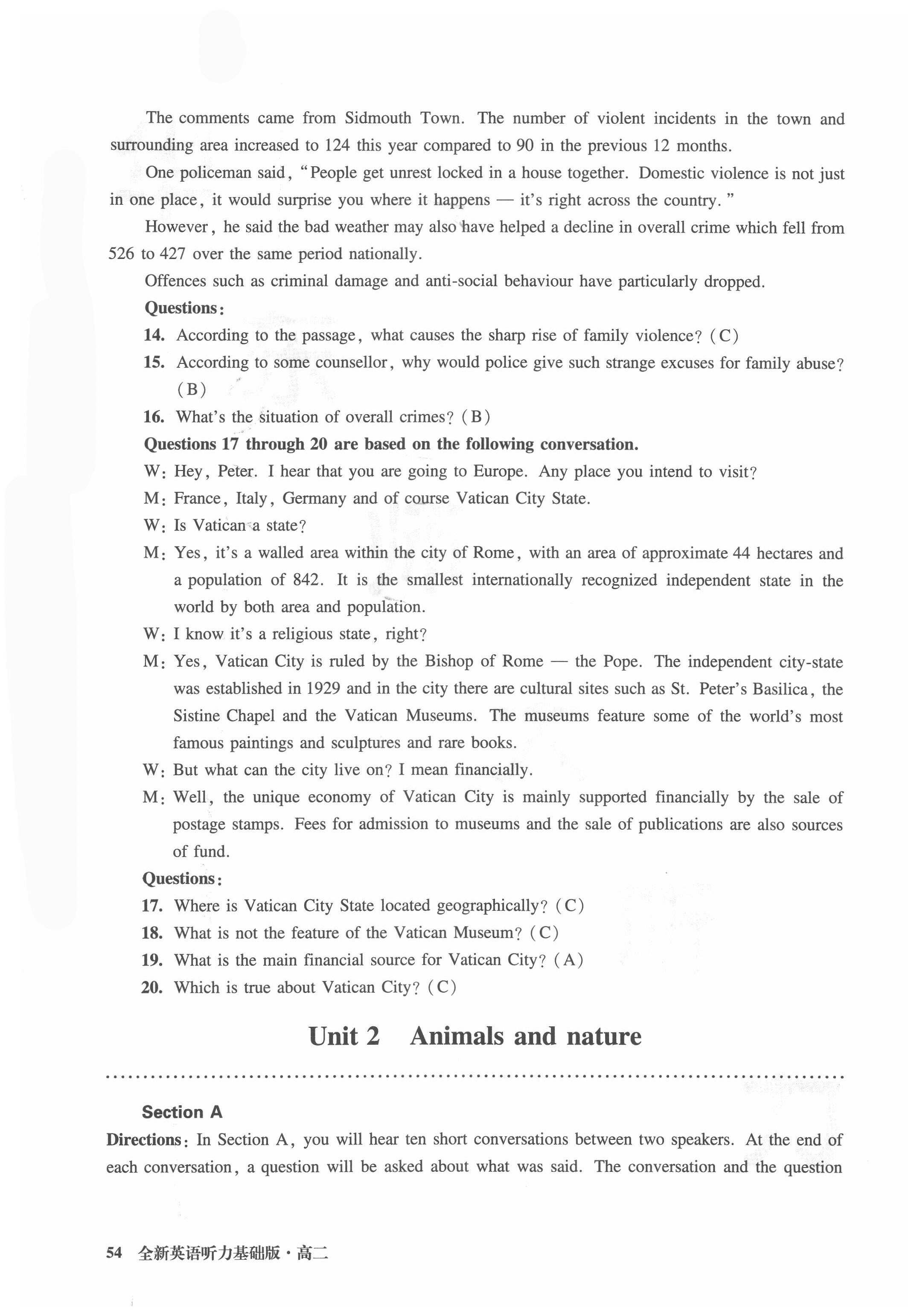 2021年全新英語聽力高二基礎(chǔ)版&nbsp;參考答案第3頁