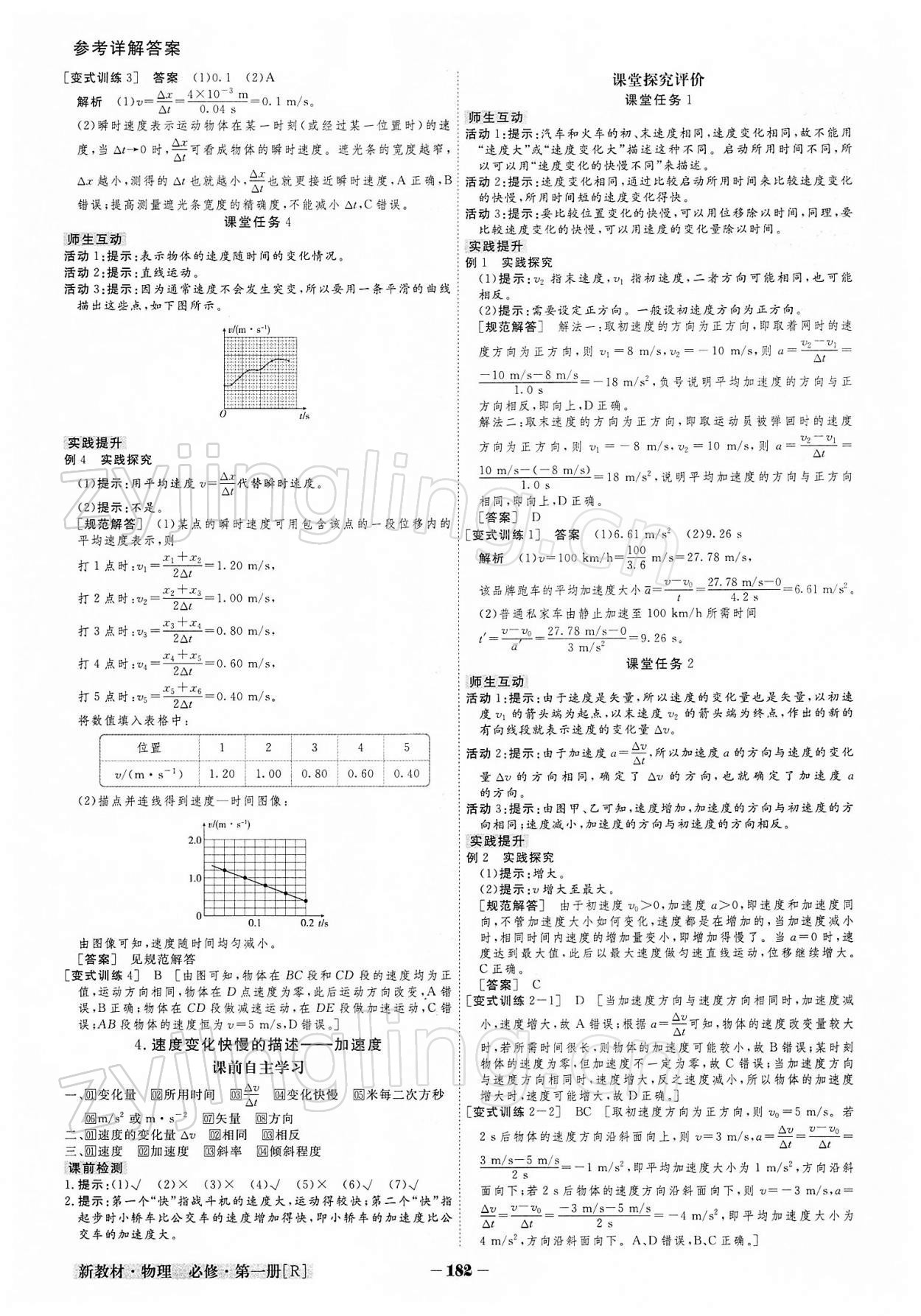 2021年金版教程高中新课程创新导学案物理必修第一册人教版 参考答案第3页