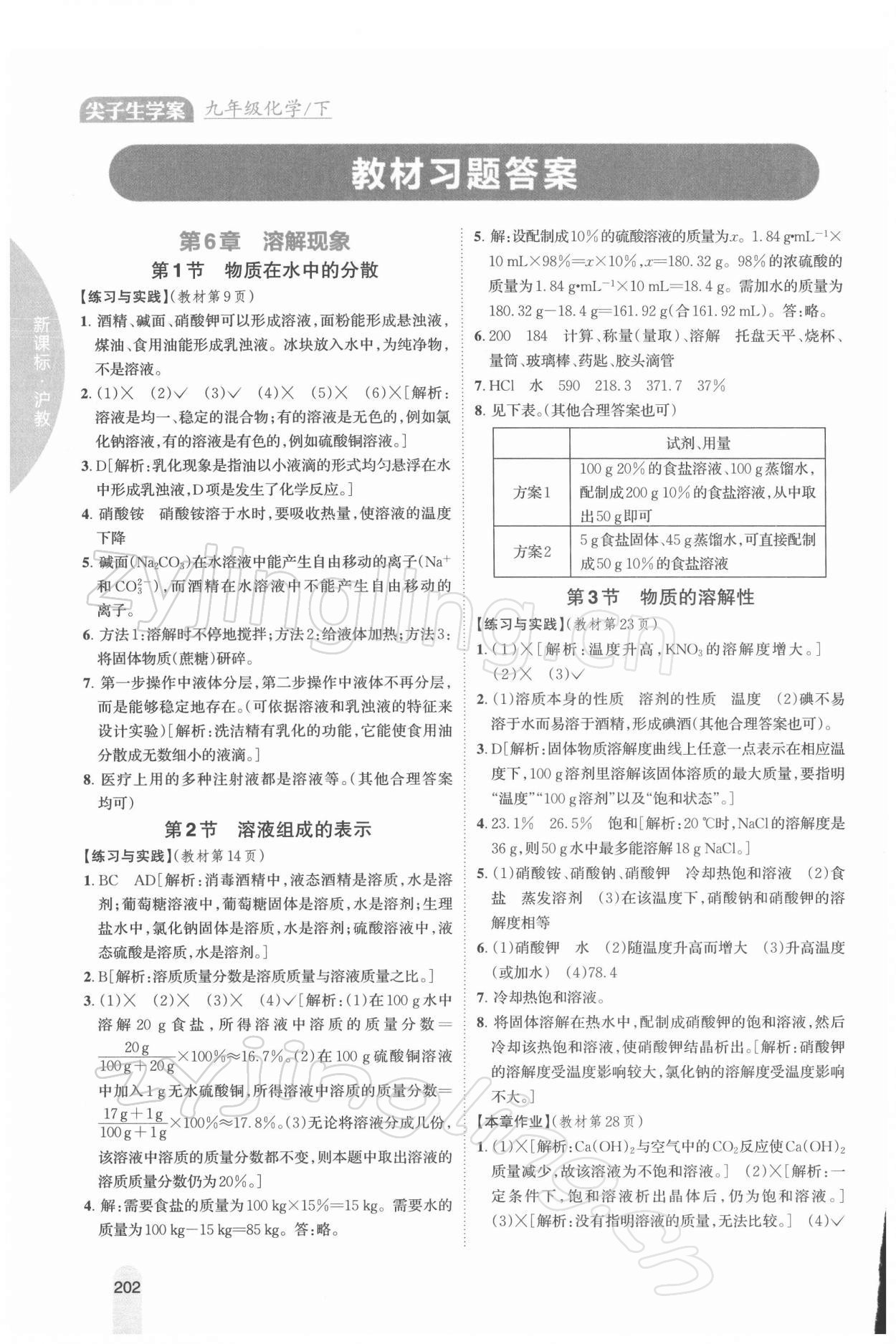 2022年教材課本九年級(jí)化學(xué)下冊(cè)滬教版 參考答案第1頁