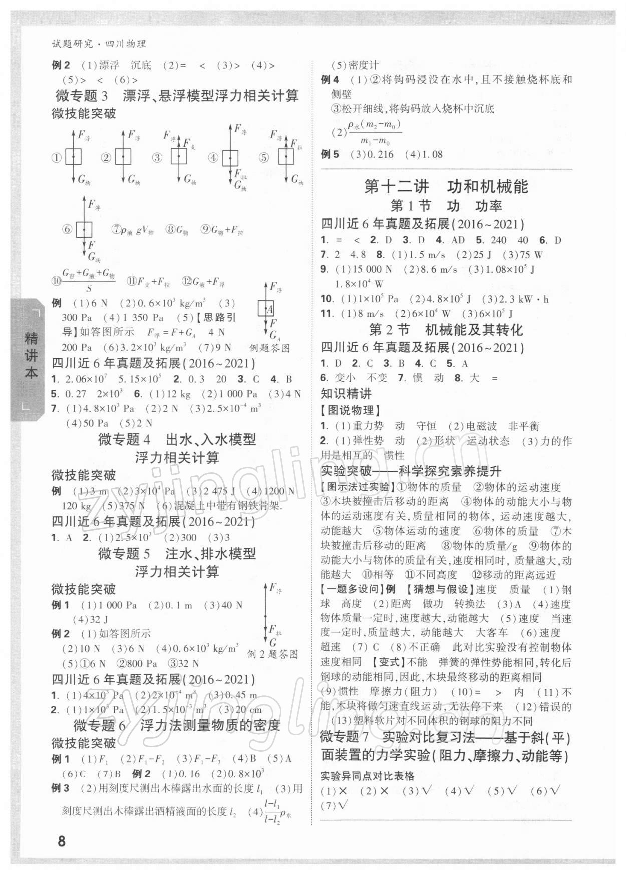 2022年萬(wàn)唯中考試題研究物理四川專版 參考答案第7頁(yè)