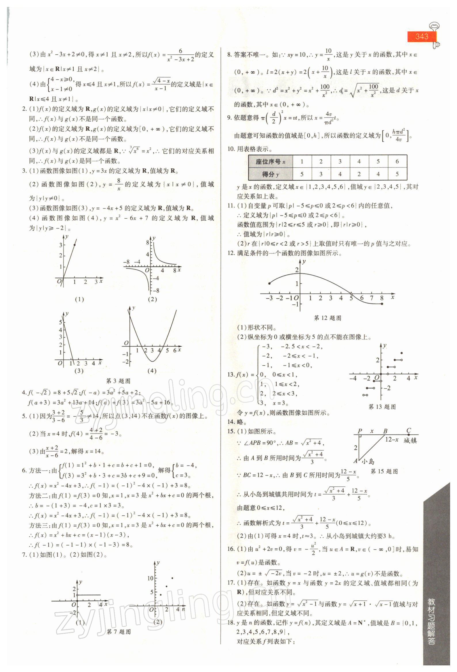 2021年教材課本高中數(shù)學(xué)必修1人教版 參考答案第7頁