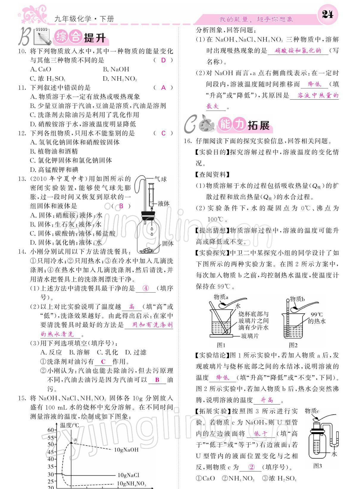 2022年課堂點睛九年級化學(xué)下冊人教版寧夏專版 參考答案第24頁