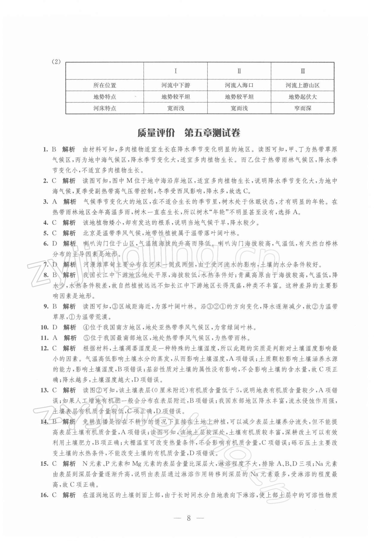 2021年鳳凰新學(xué)案高中地理必修第一冊人教版 參考答案第8頁