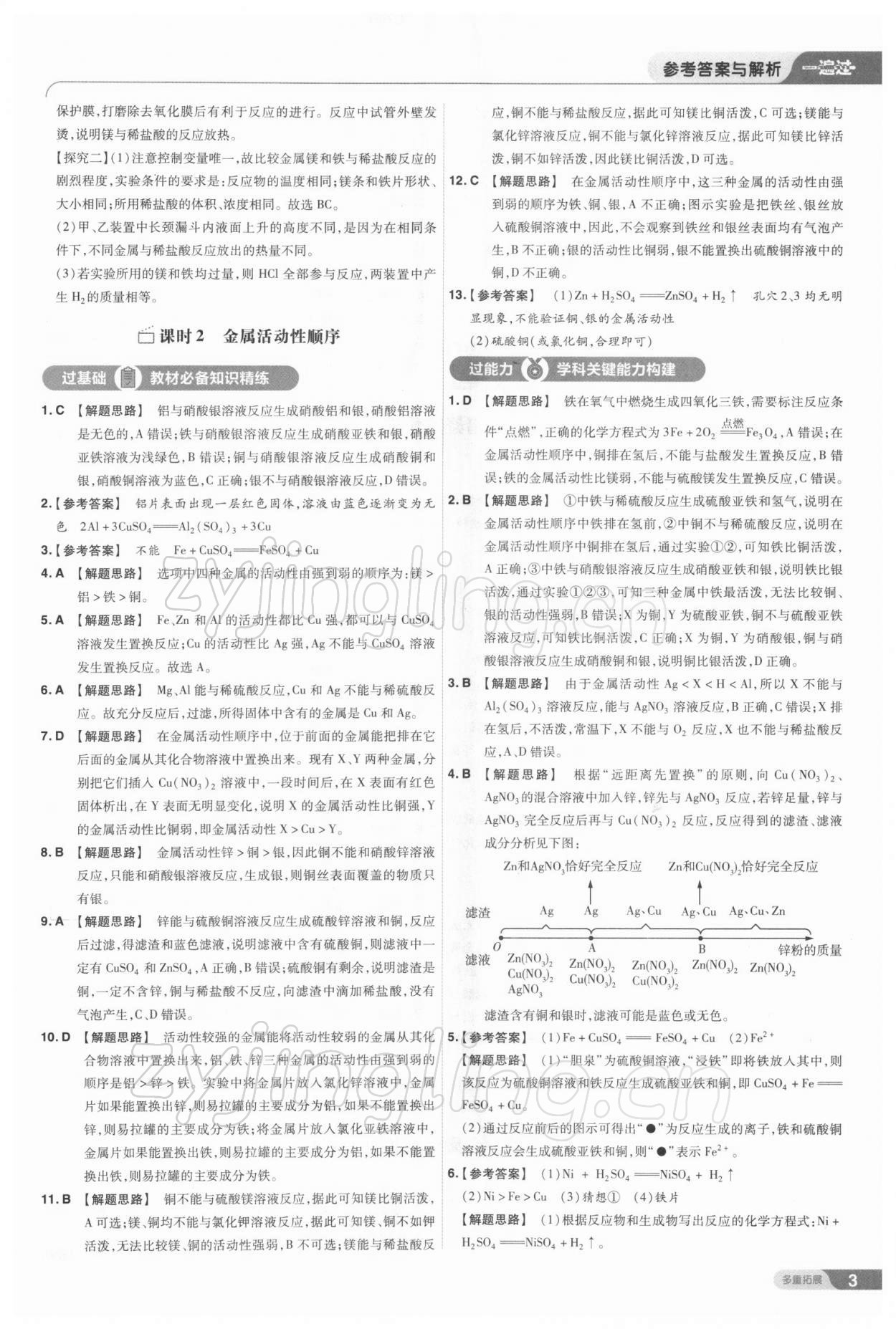 2022年一遍過九年級(jí)初中化學(xué)下冊(cè)人教版 參考答案第3頁