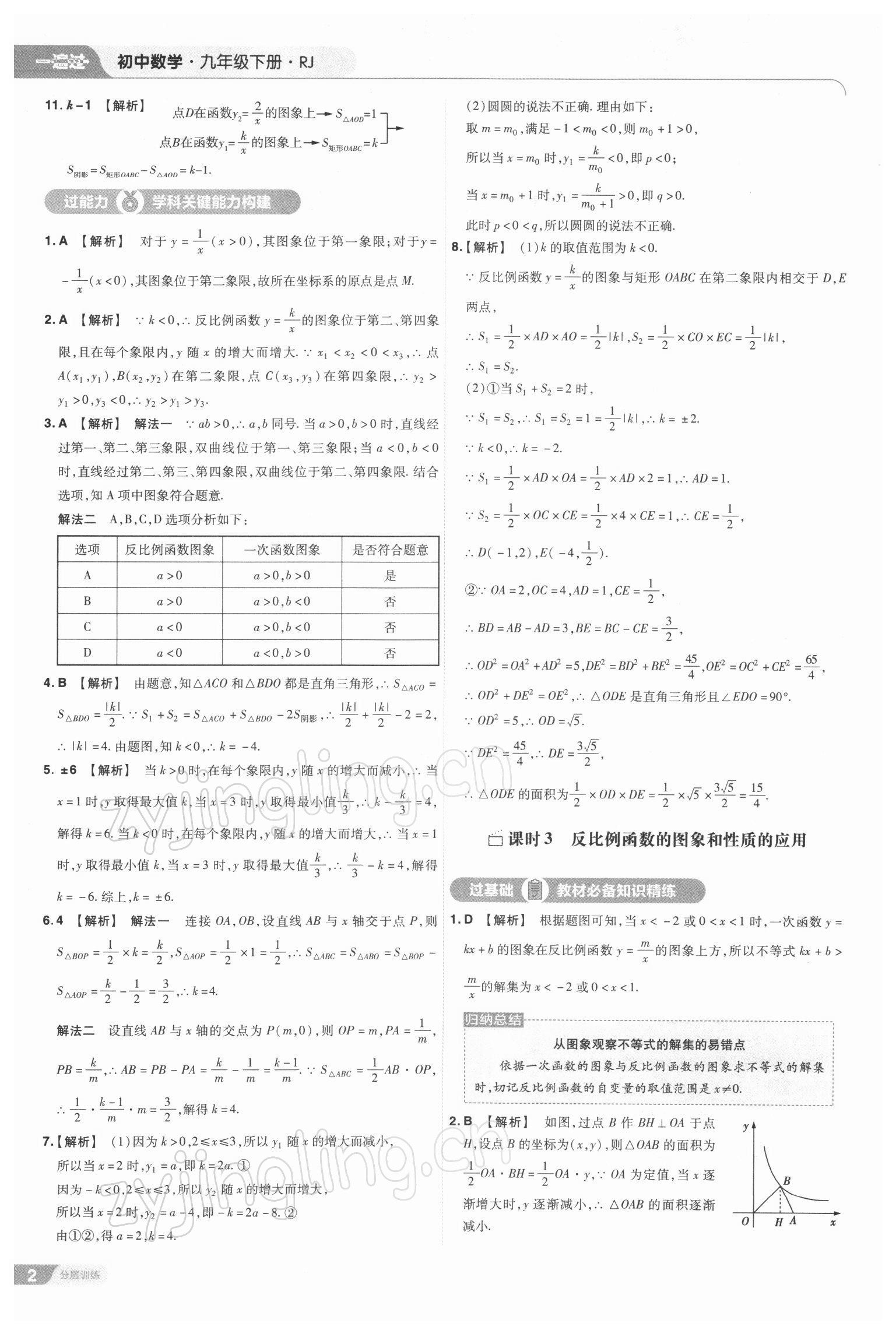 2022年一遍過(guò)九年級(jí)初中數(shù)學(xué)下冊(cè)人教版 參考答案第2頁(yè)