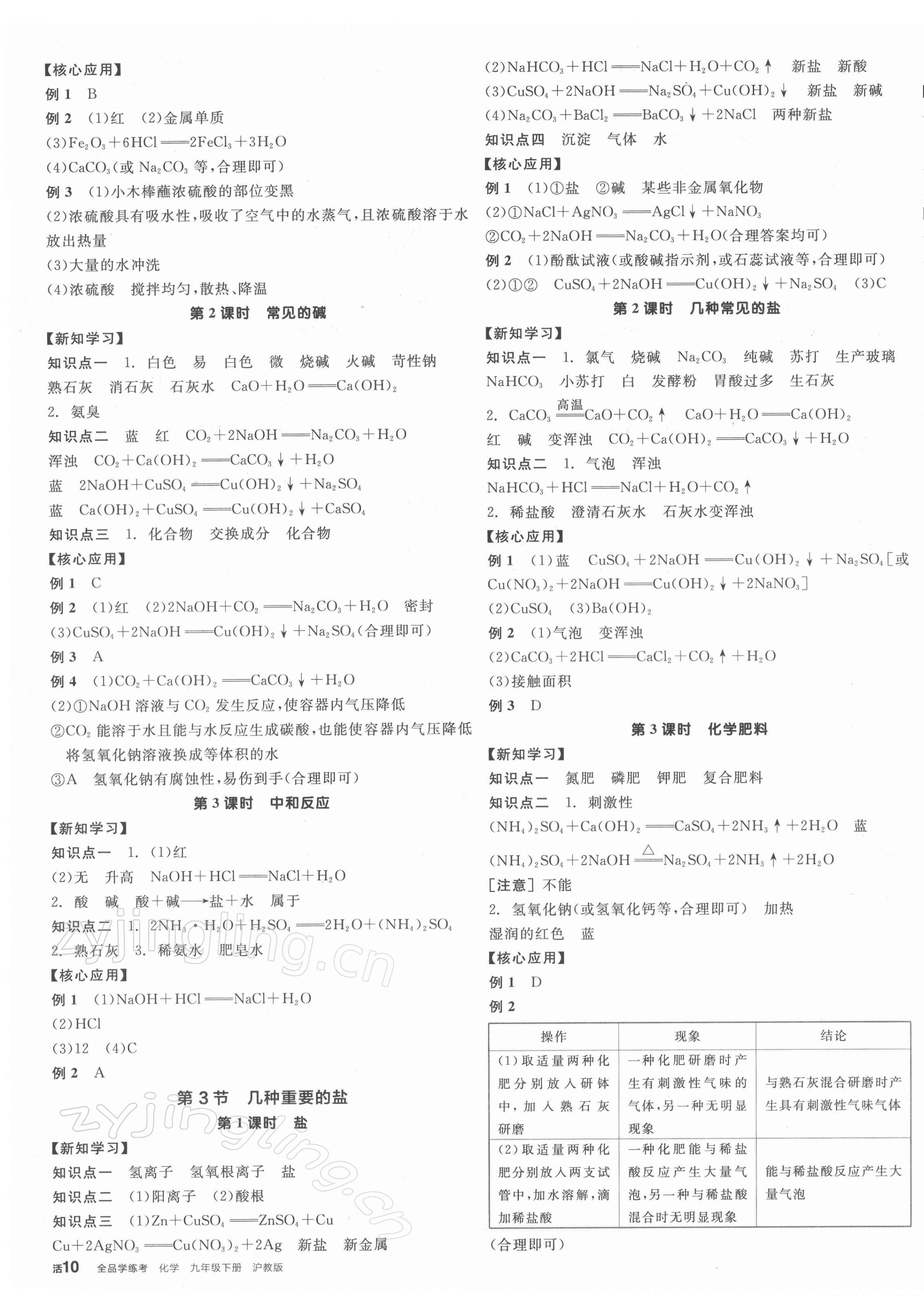 2022年全品學(xué)練考九年級化學(xué)下冊滬教版 第3頁