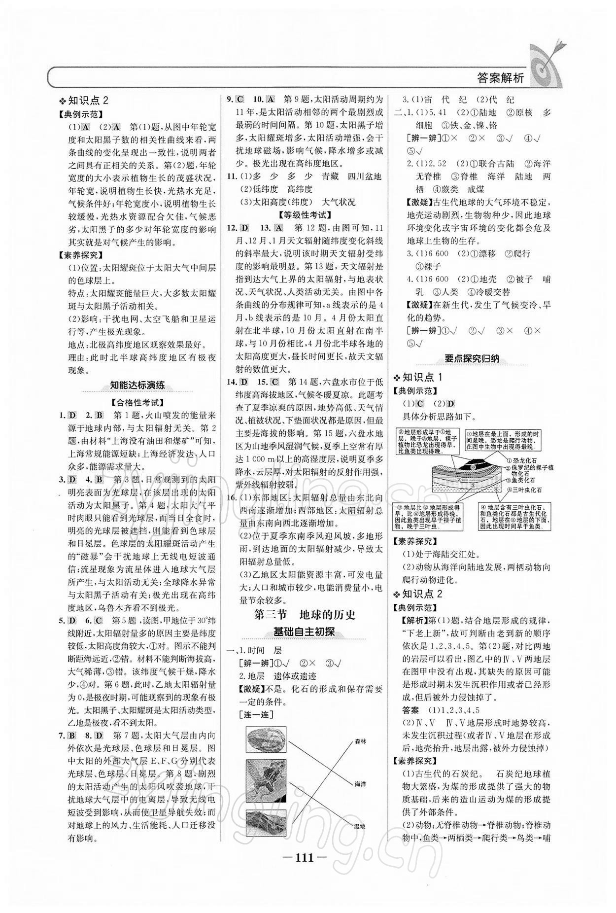 2021年高中課標(biāo)教材同步導(dǎo)學(xué)名校學(xué)案地理必修第一冊(cè)人教版 參考答案第2頁(yè)