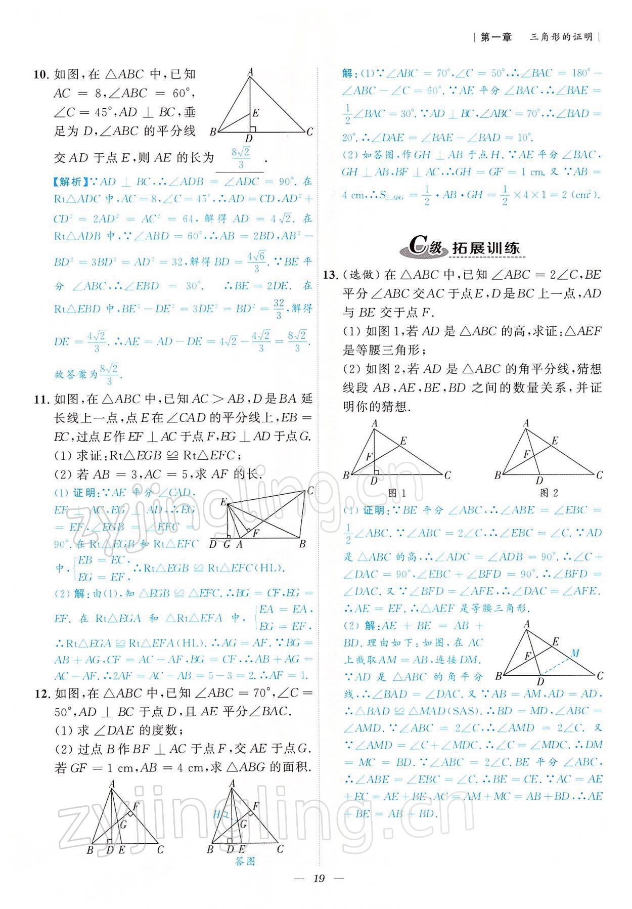 2022年課外培優(yōu)分層訓(xùn)練初數(shù)一號(hào)八年級(jí)數(shù)學(xué)下冊(cè)北師大版 參考答案第19頁(yè)