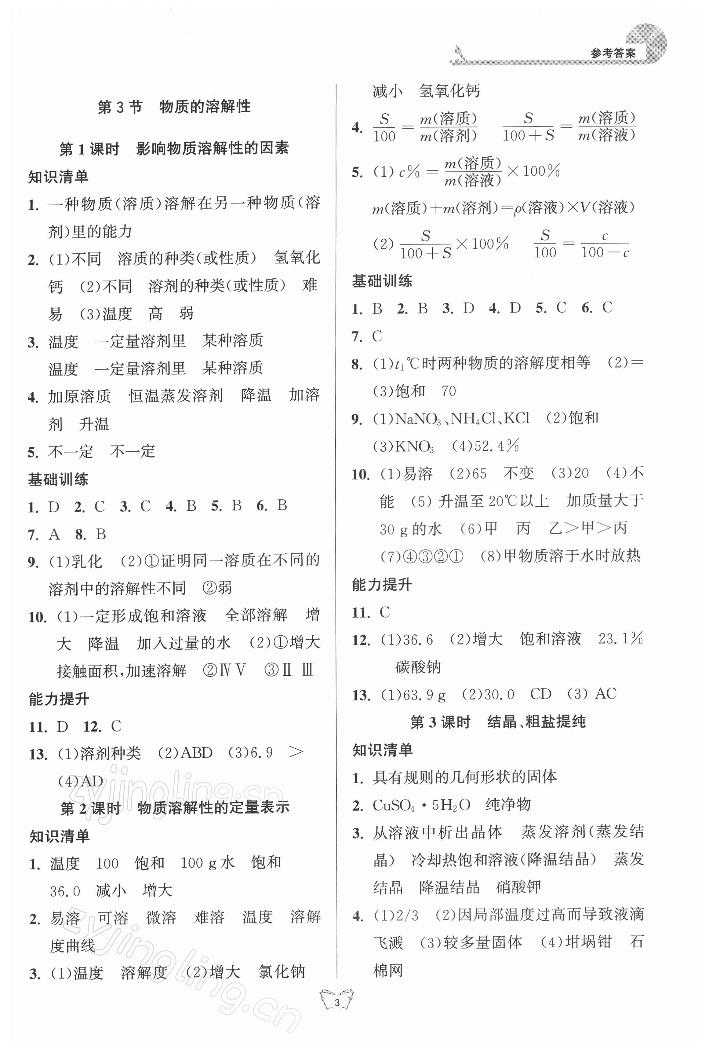 2022年創(chuàng)新課時作業(yè)本九年級化學(xué)下冊滬教版江蘇人民出版社 第3頁