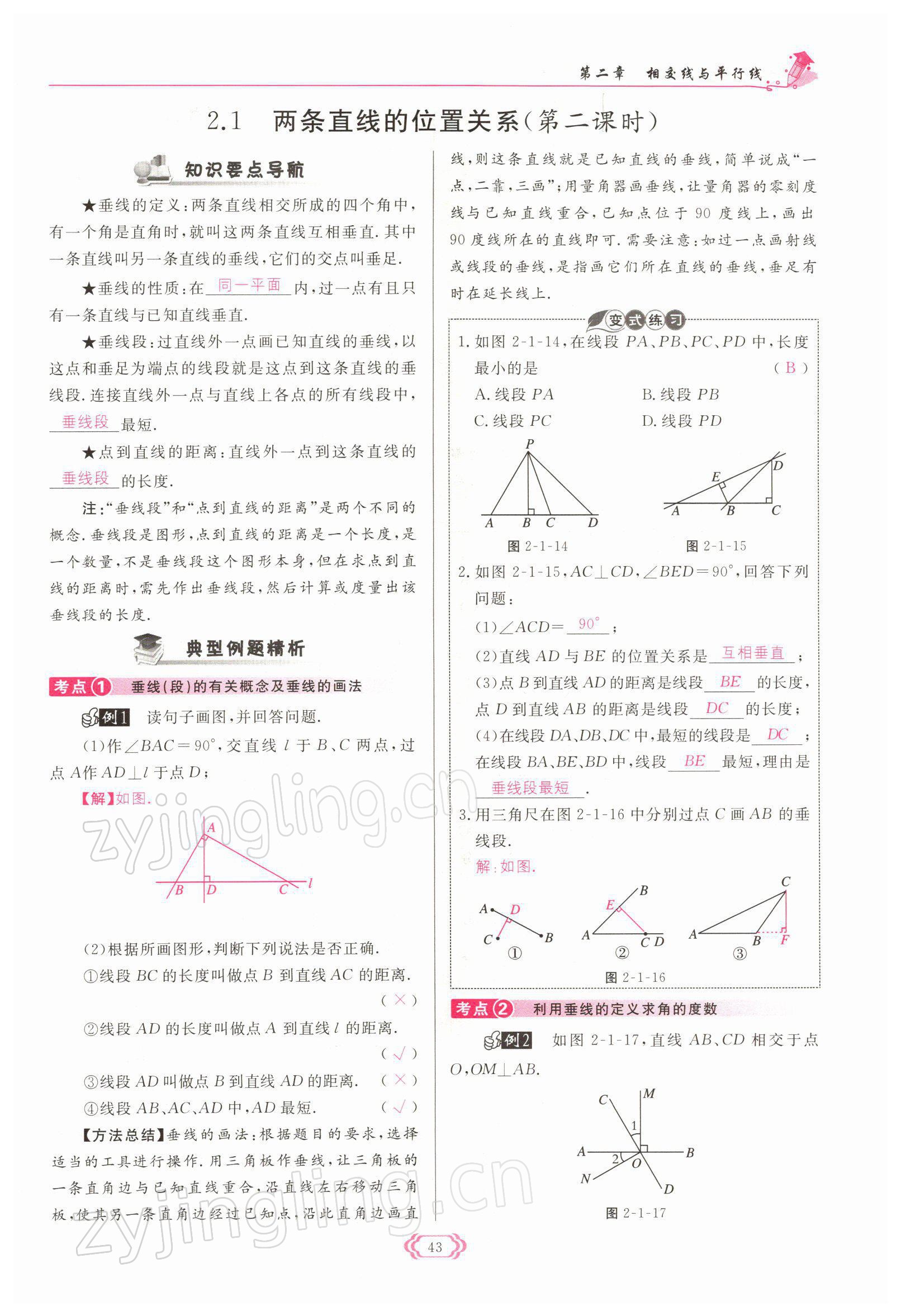 2022年啟航新課堂七年級數(shù)學下冊北師大版 參考答案第43頁