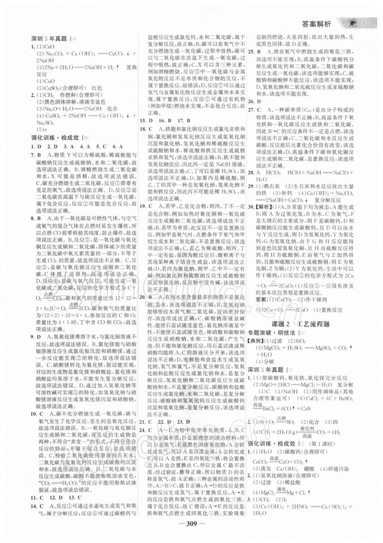 2022年世紀金榜初中全程復習方略化學深圳專版 參考答案第8頁