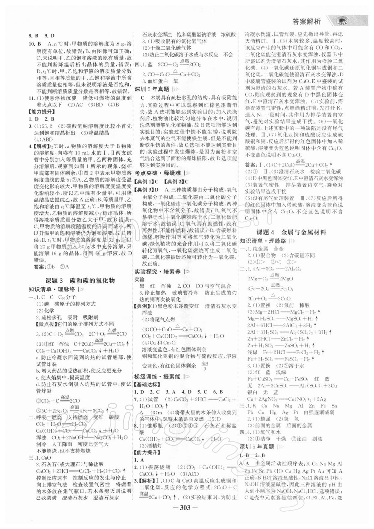 2022年世纪金榜初中全程复习方略化学深圳专版 参考答案第2页