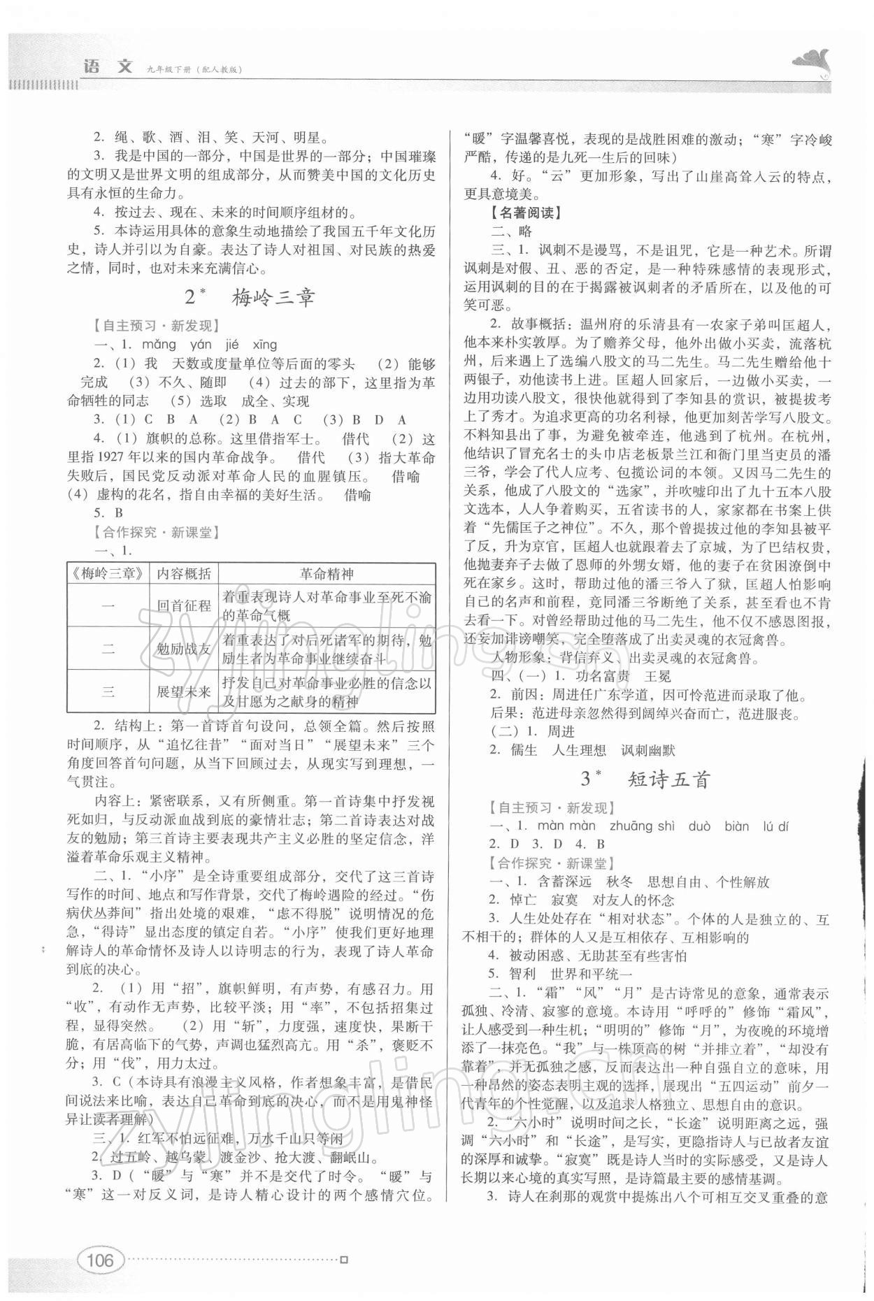 2022年南方新課堂金牌學(xué)案九年級(jí)語(yǔ)文下冊(cè)人教版 第2頁(yè)