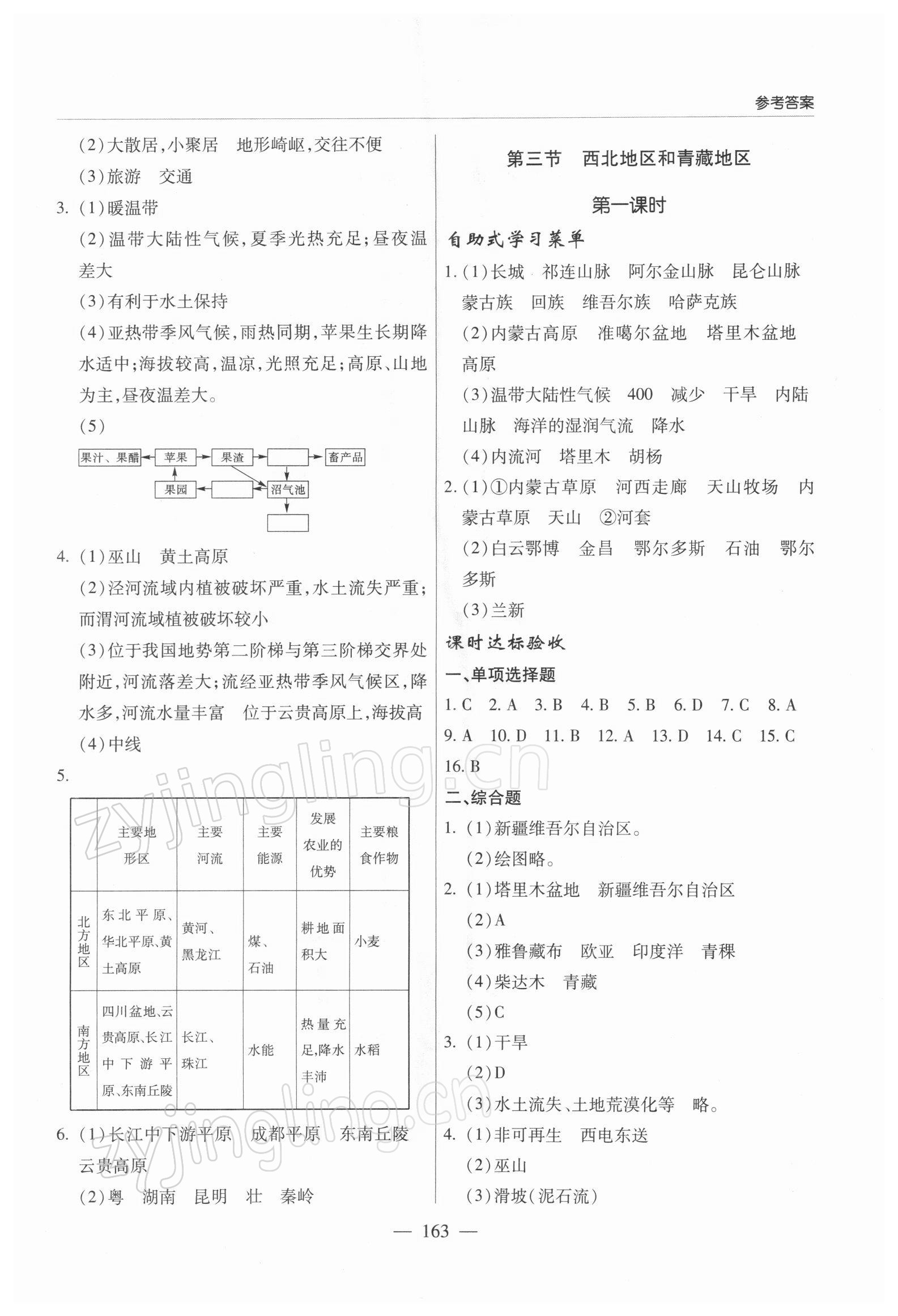 2022年新課堂學(xué)習(xí)與探究八年級地理下冊湘教版 參考答案第3頁