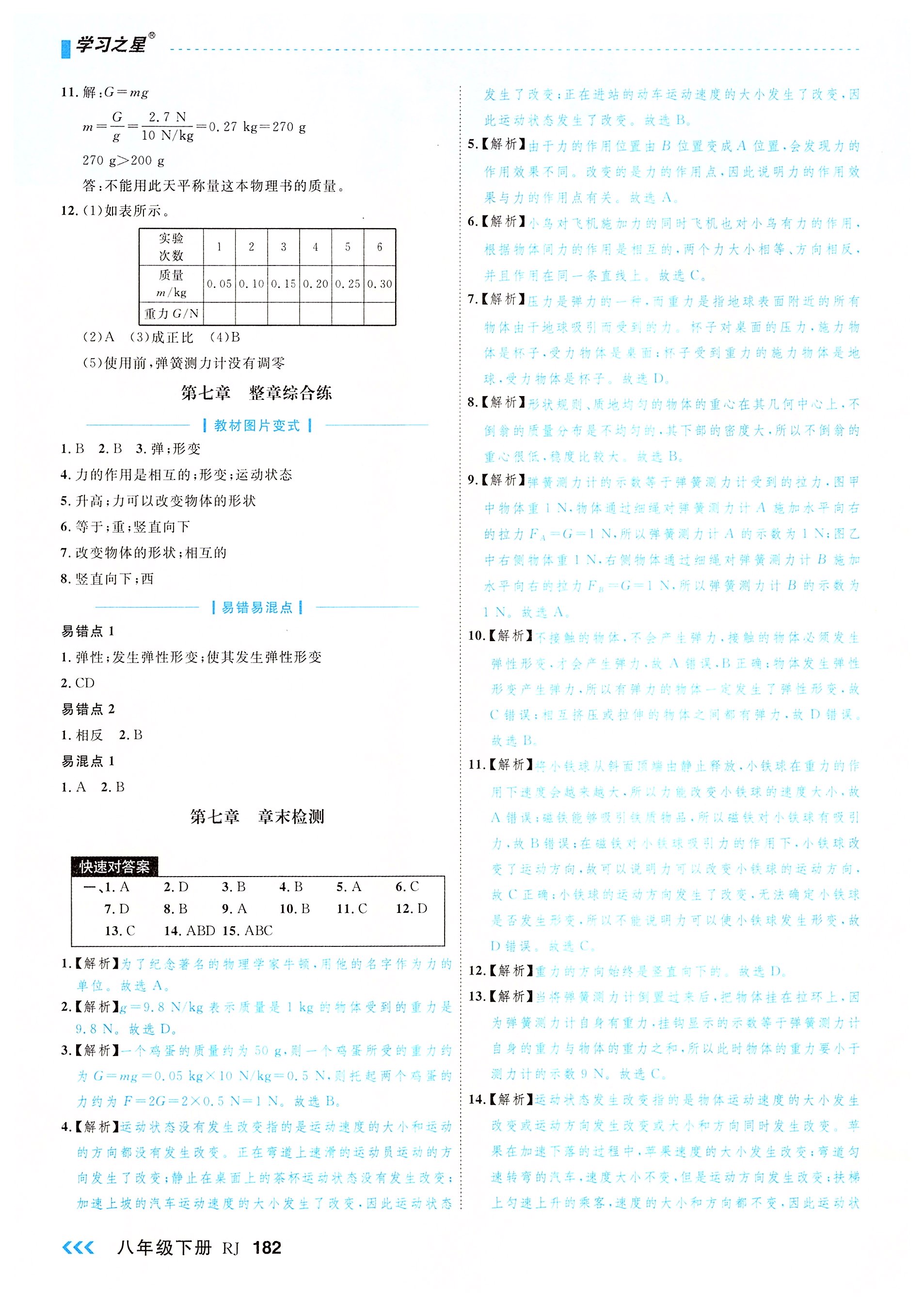 2022年課課幫八年級物理下冊人教版大連專版 參考答案第2頁