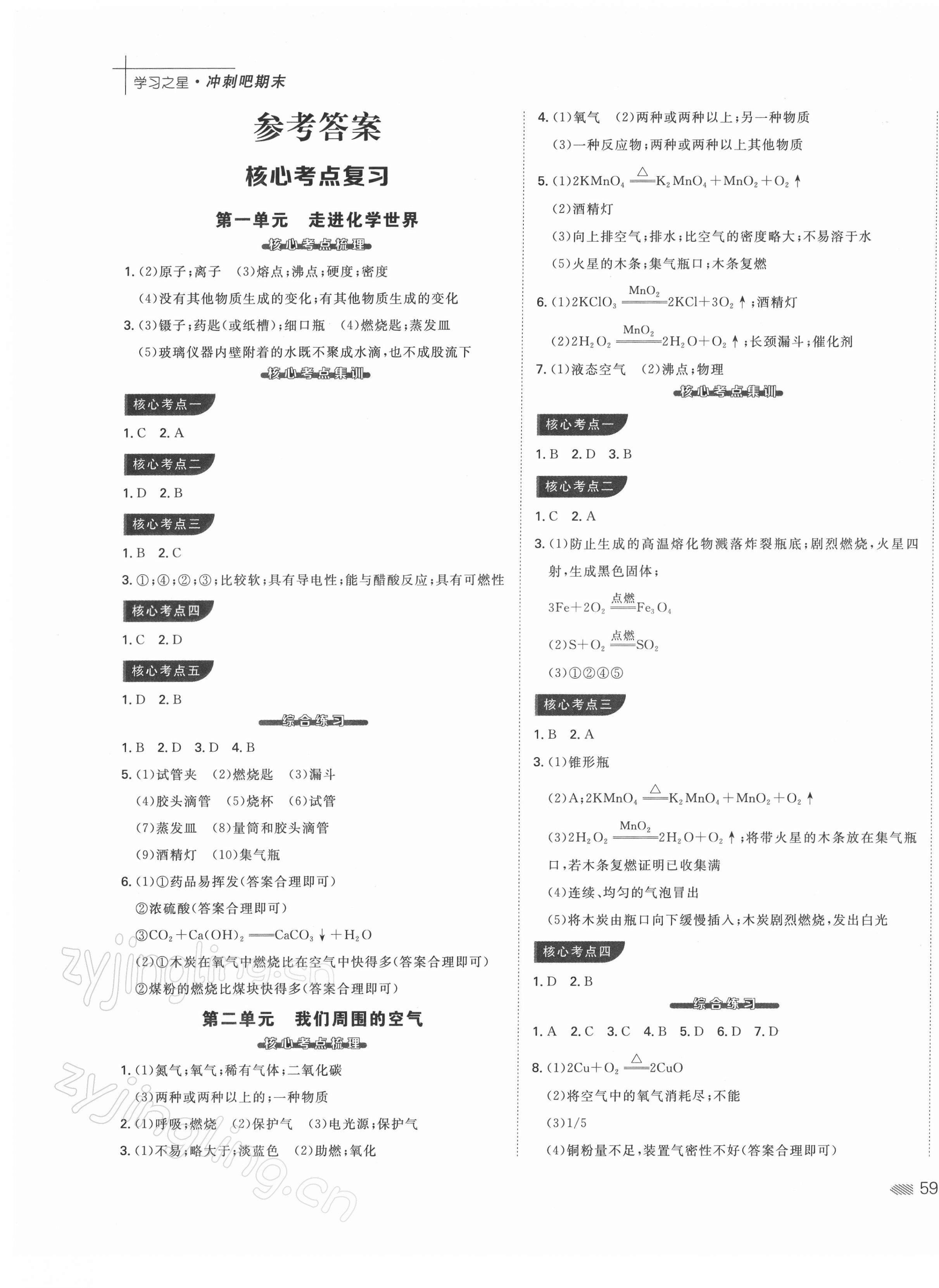 2021年沖刺吧期末九年級化學上冊人教版 第1頁