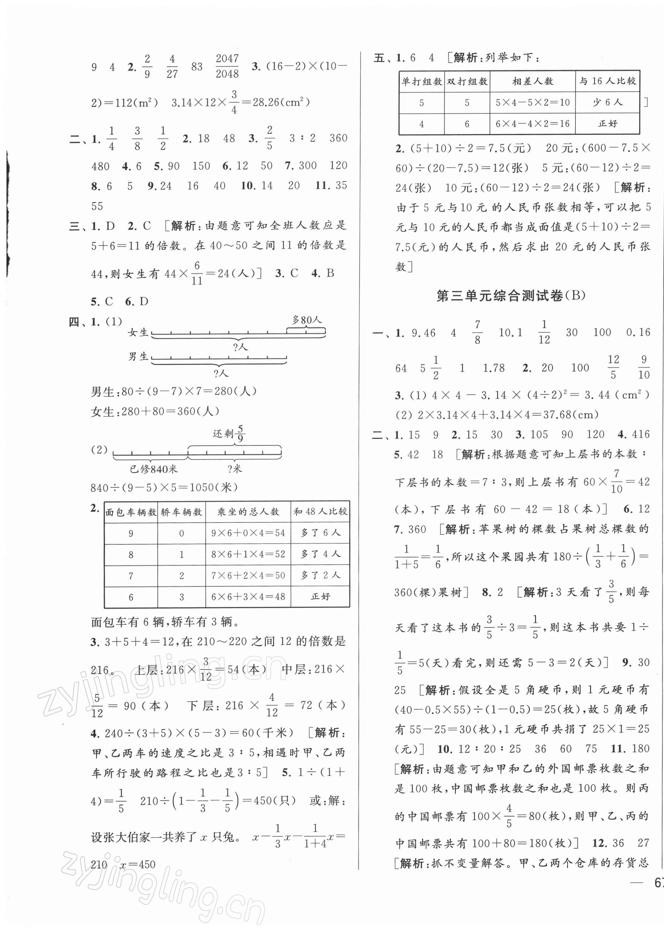 2022年亮點給力大試卷六年級數學下冊蘇教版 參考答案第5頁