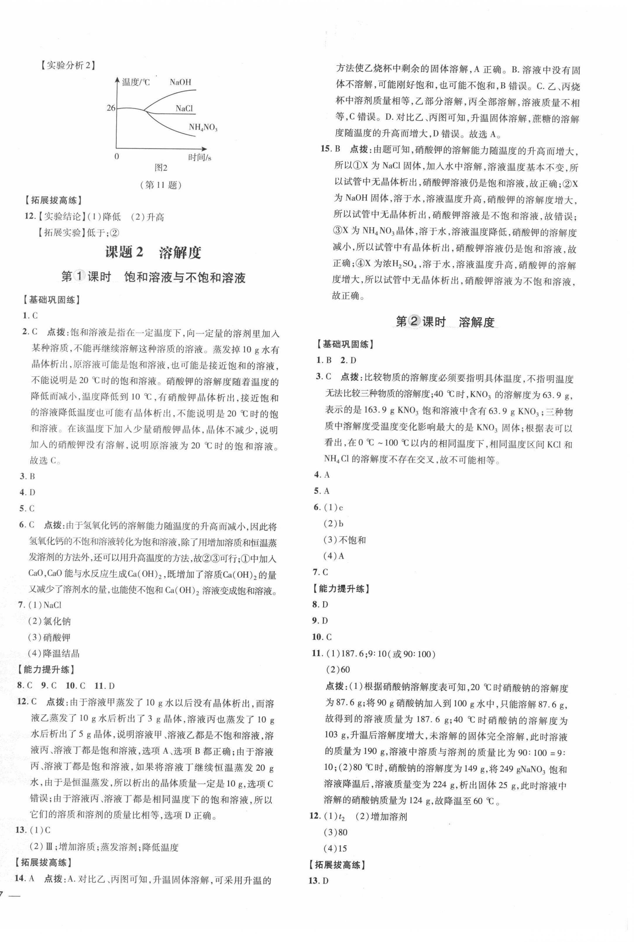 2022年點撥訓(xùn)練九年級化學(xué)下冊人教版安徽專版 參考答案第6頁