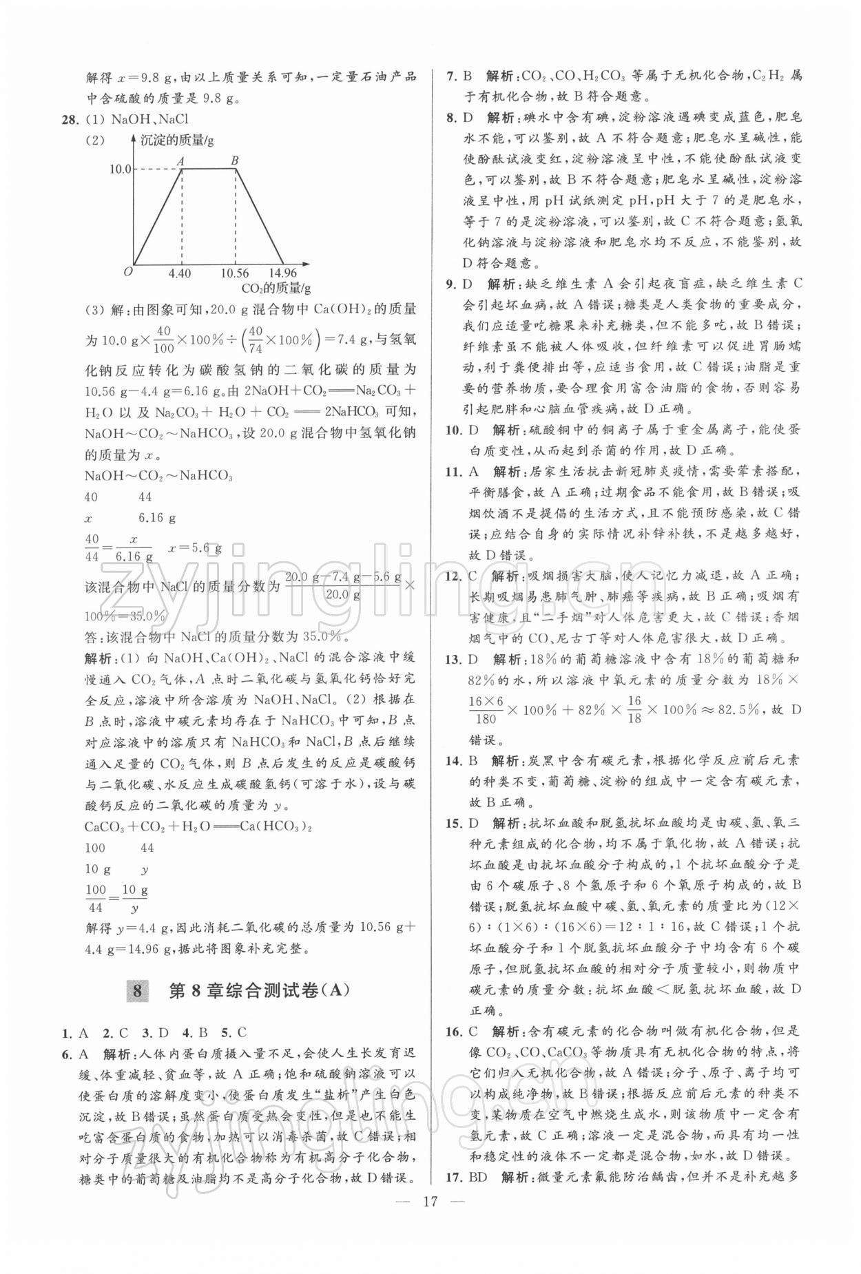 2022年亮點(diǎn)給力大試卷九年級(jí)化學(xué)下冊(cè)滬教版 第17頁(yè)