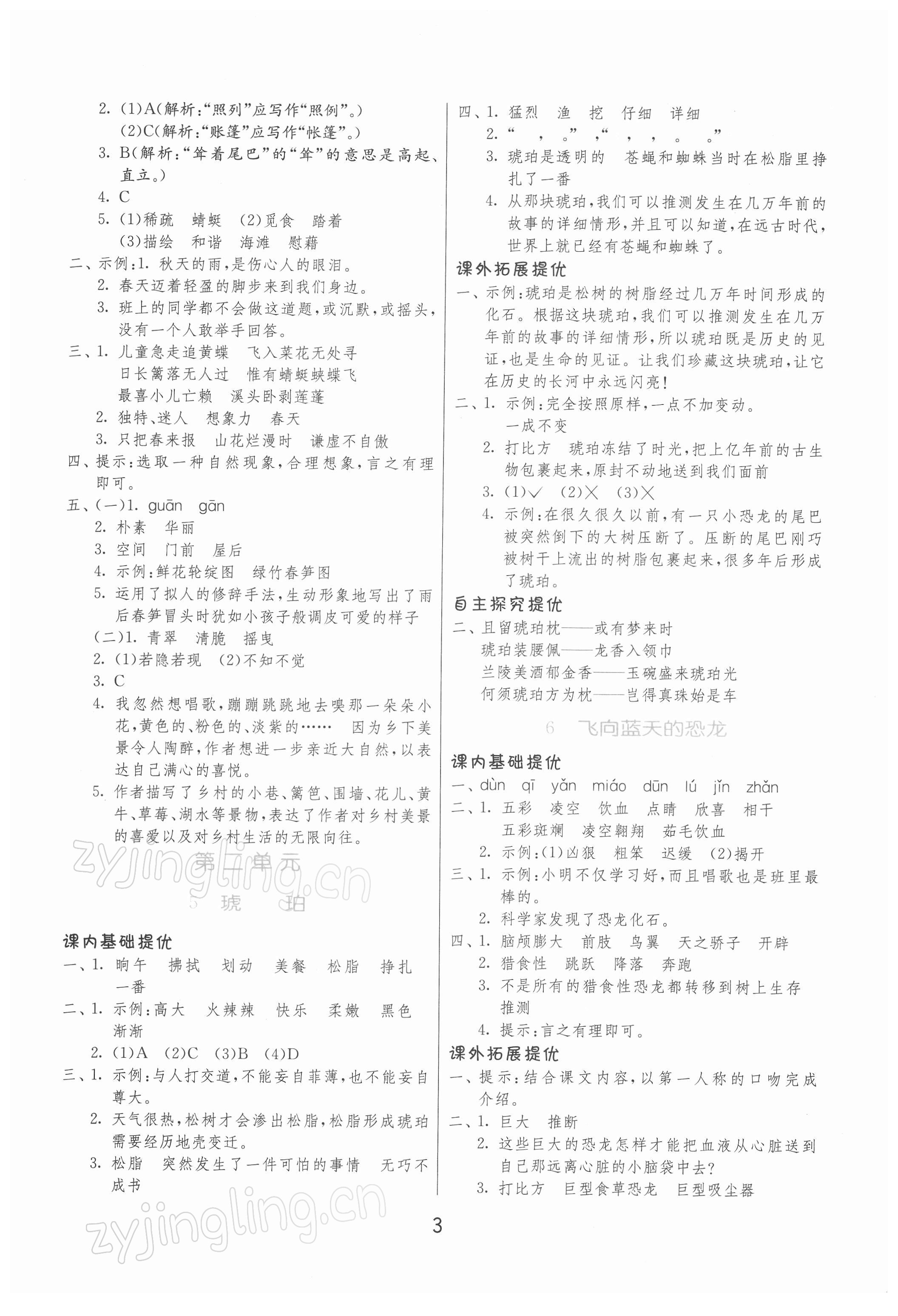 2022年實驗班提優(yōu)訓練四年級語文下冊人教版 第3頁