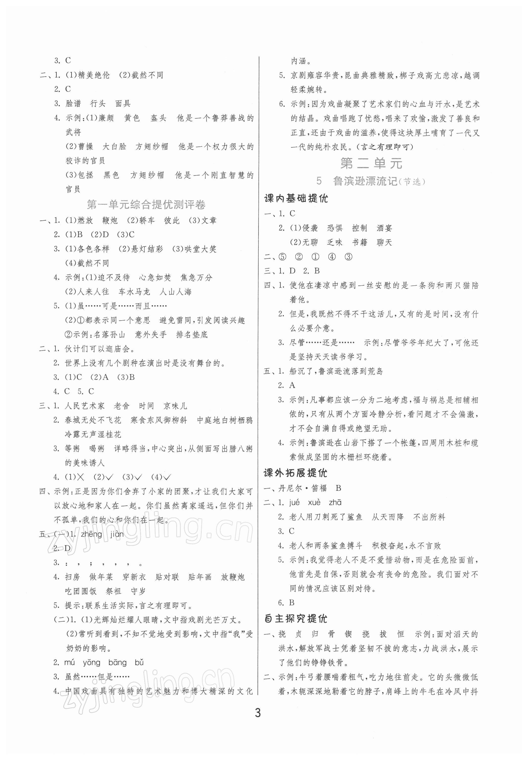 2022年实验班提优训练六年级语文下册人教版 第3页