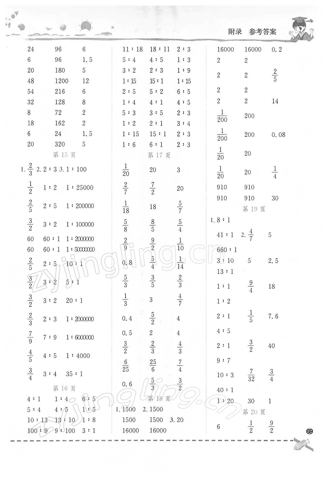 2022年黄冈小状元口算速算练习册六年级数学下册北师大版 第3页