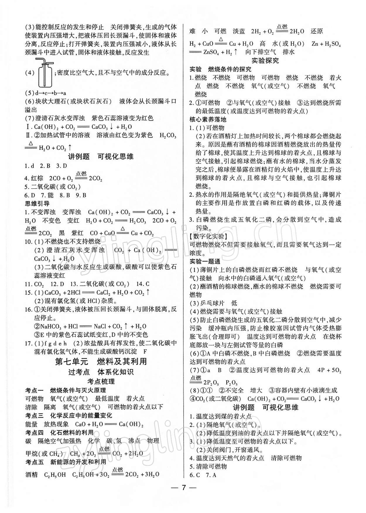 2022年鼎成中考精準提分化學(xué)河南專版 參考答案第7頁