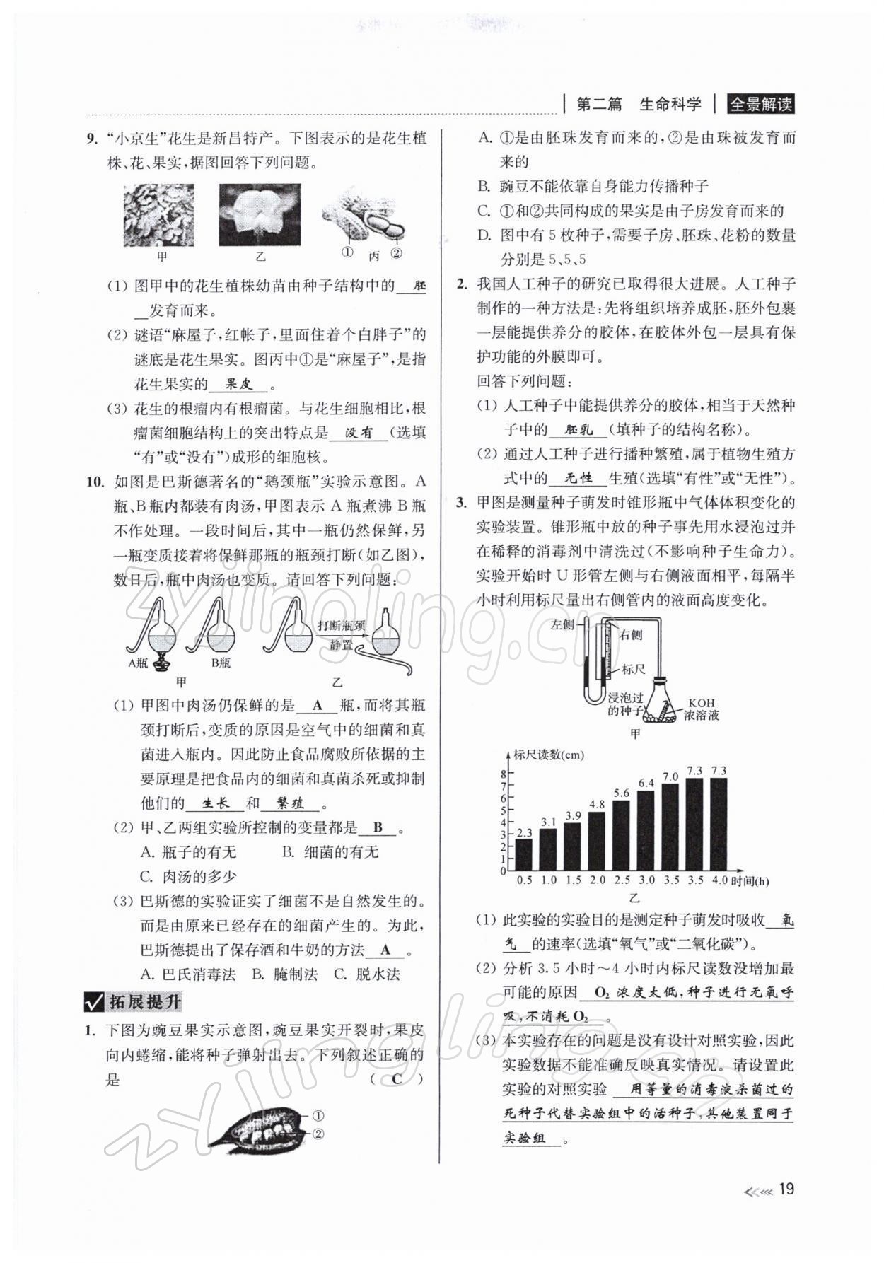 2022年中考復(fù)習(xí)全景解讀九年級(jí)科學(xué)浙教版 參考答案第72頁(yè)