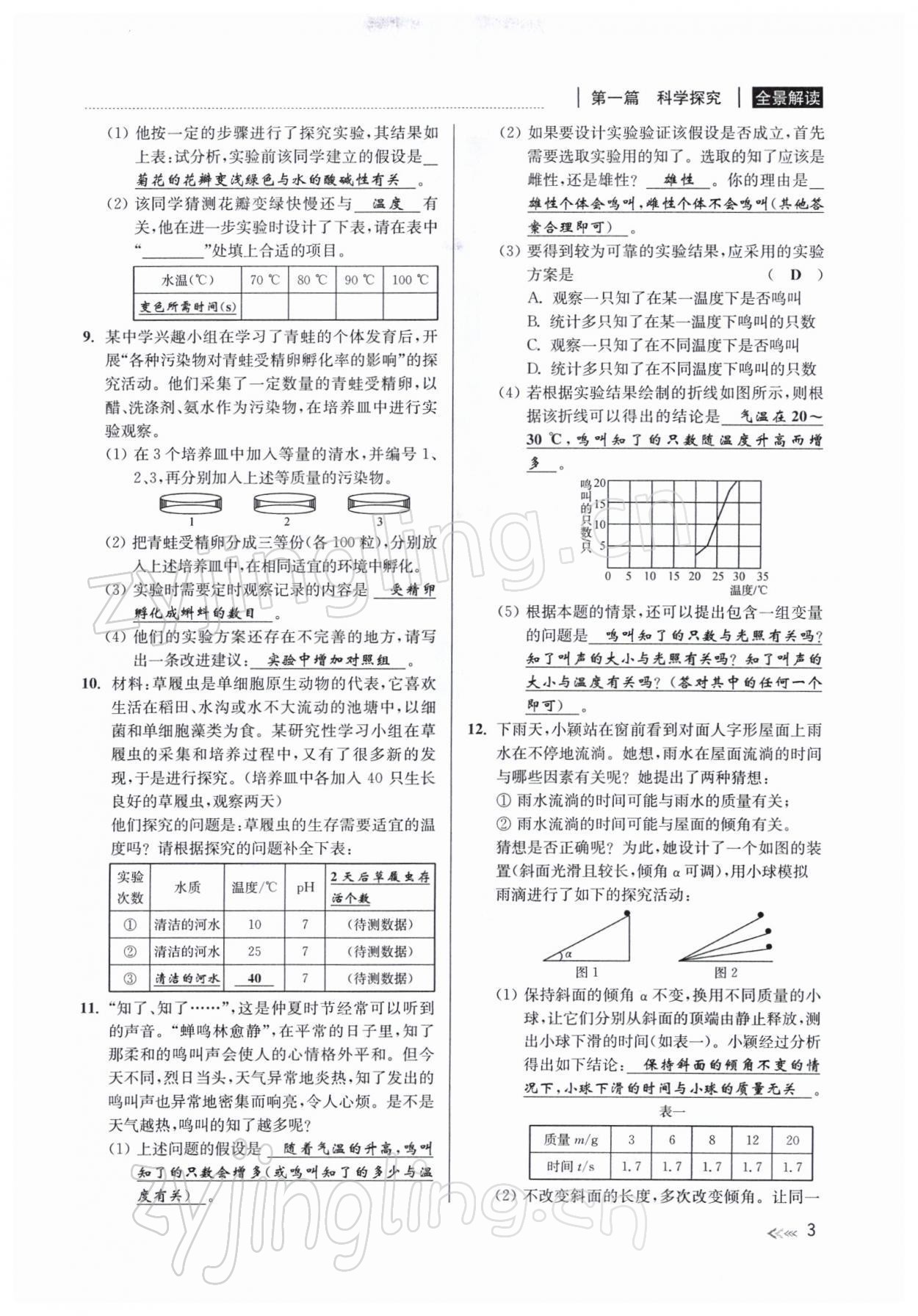 2022年中考復(fù)習(xí)全景解讀九年級(jí)科學(xué)浙教版 參考答案第5頁