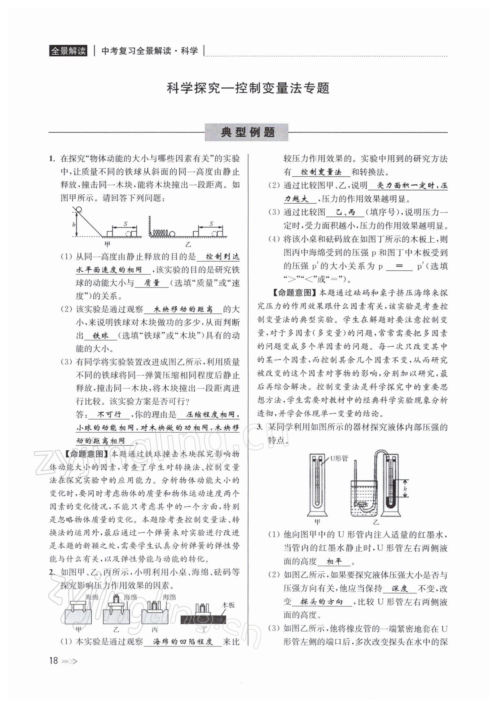 2022年中考復(fù)習(xí)全景解讀九年級(jí)科學(xué)浙教版 參考答案第66頁