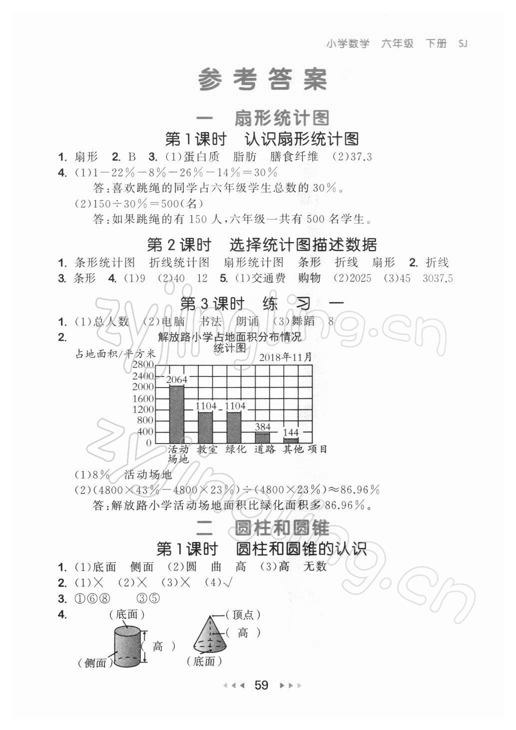 2022年53隨堂測六年級數(shù)學(xué)下冊蘇教版 參考答案第1頁