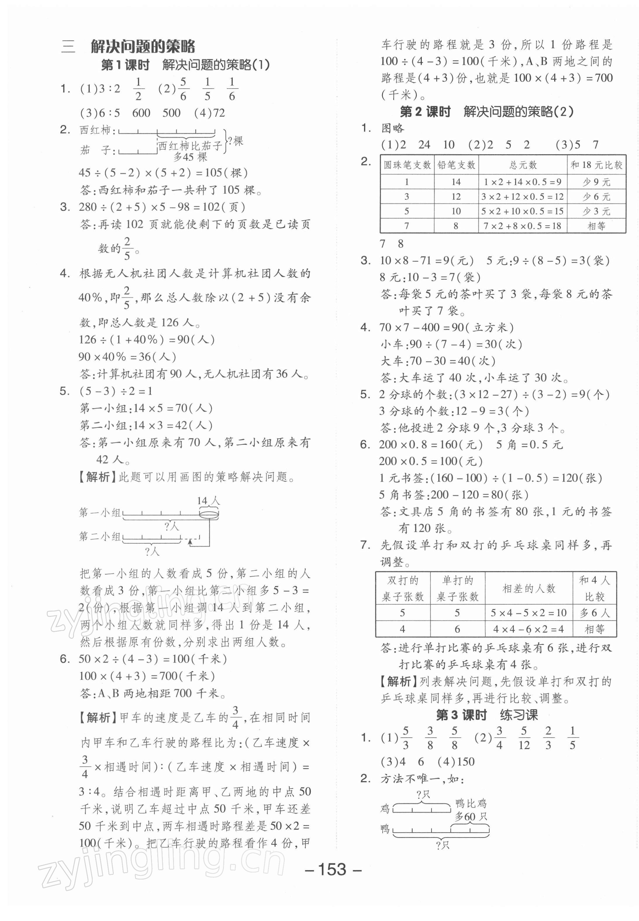 2022年全品学练考六年级数学下册苏教版 参考答案第5页