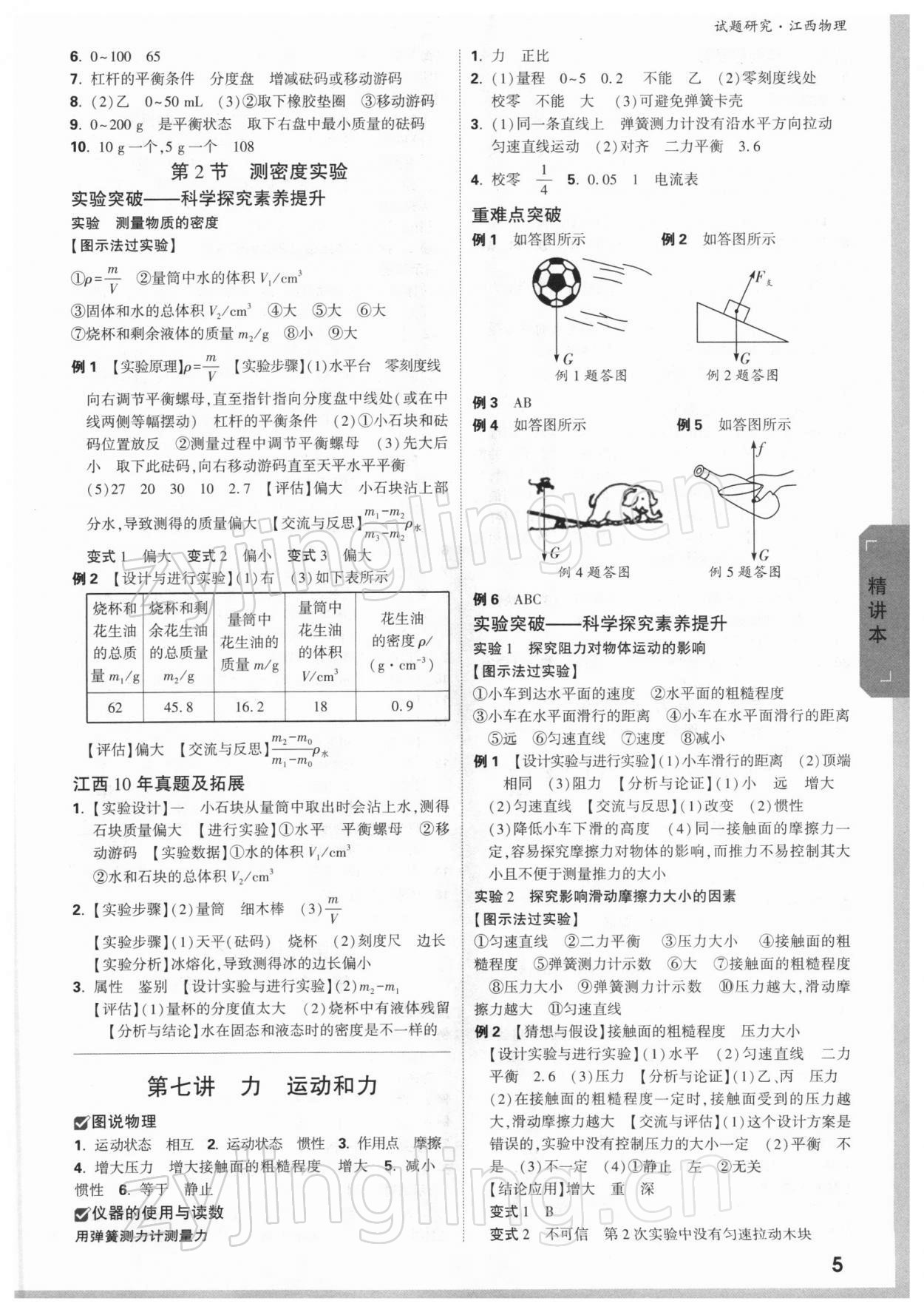 2022年萬(wàn)唯教育中考試題研究物理江西專版 參考答案第4頁(yè)