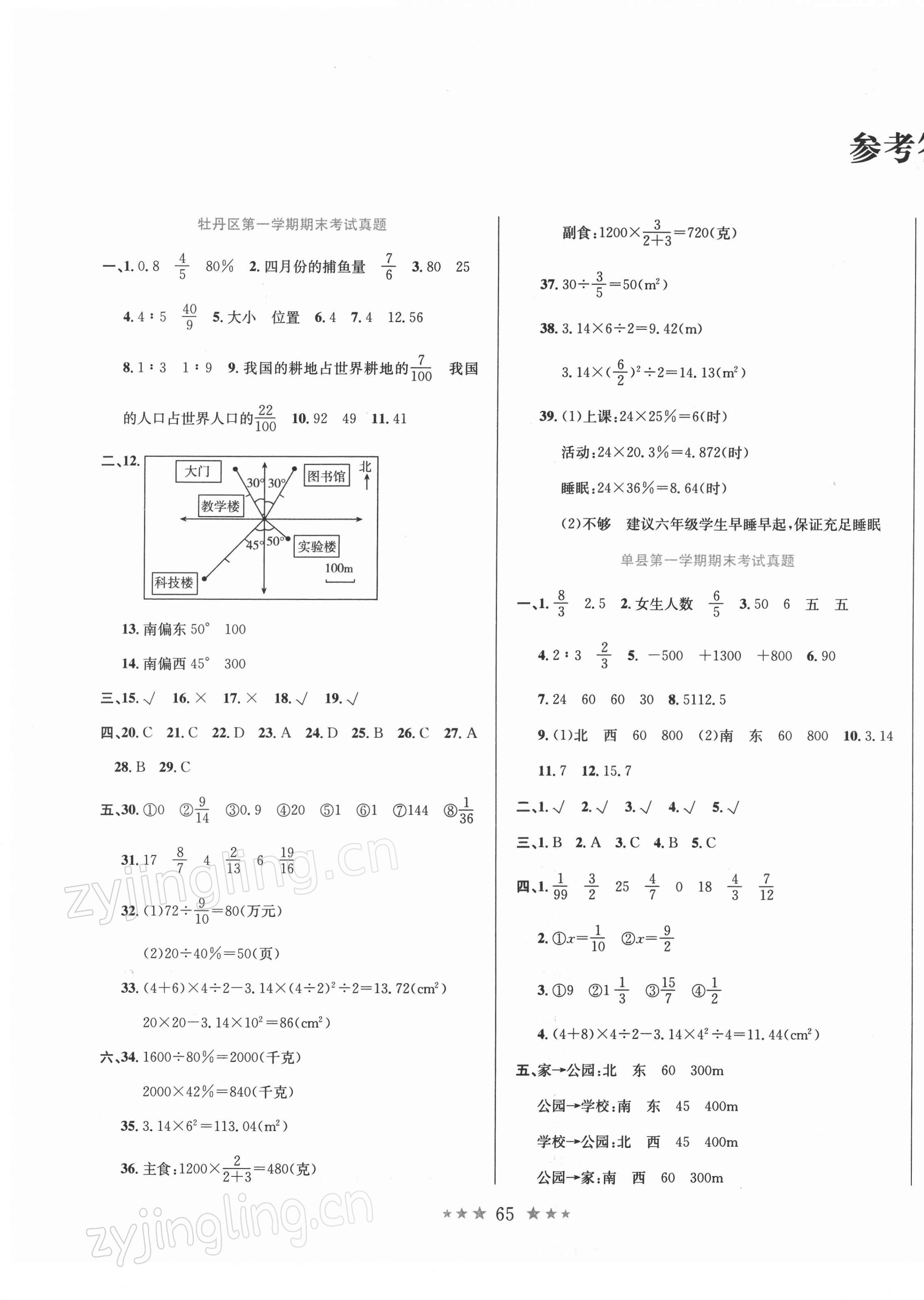 2021年好成績1加1菏澤真題匯編六年級(jí)數(shù)學(xué)上冊(cè)人教版 第1頁