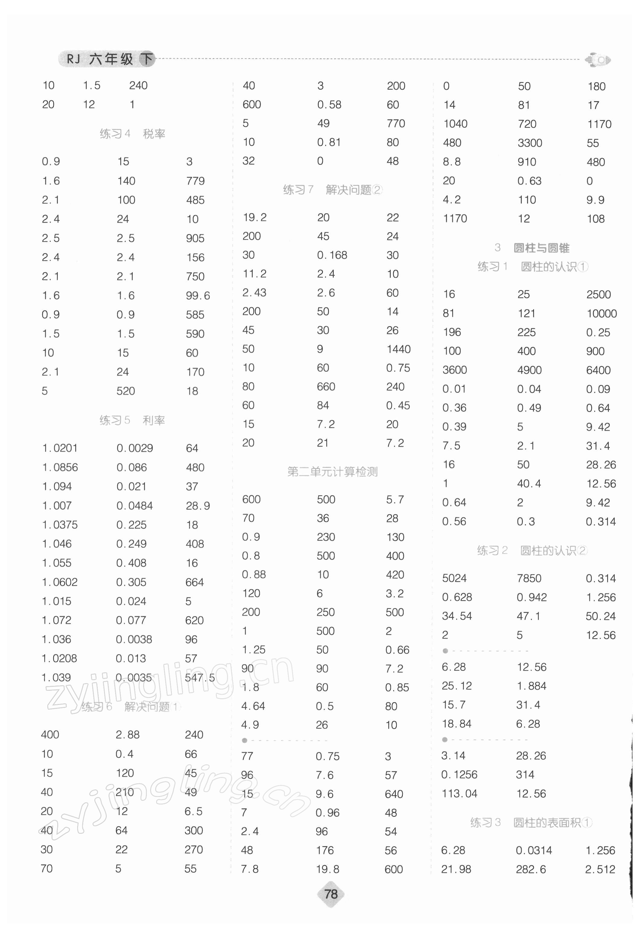 2022年口算題卡六年級(jí)數(shù)學(xué)下冊(cè)人教版 第2頁(yè)