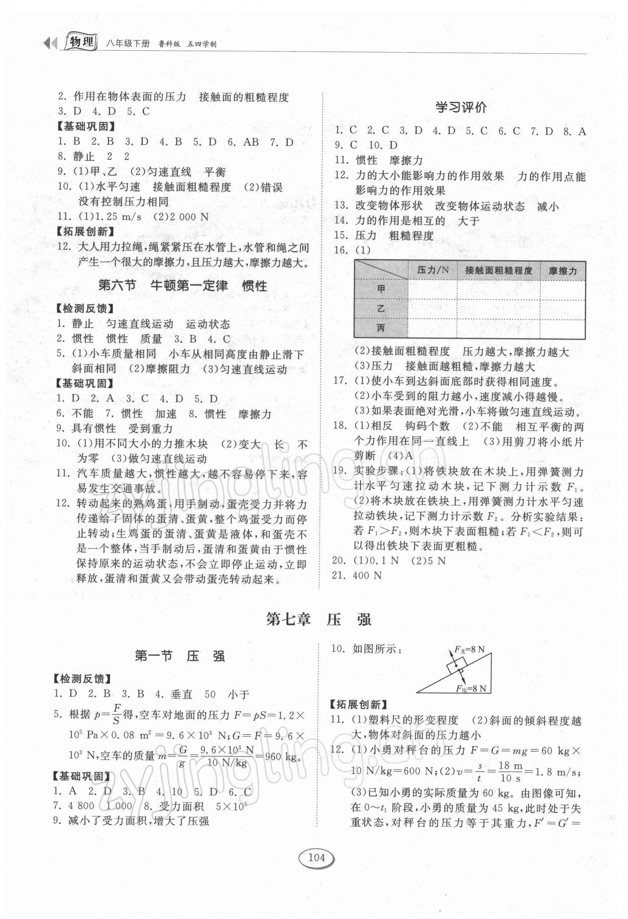 2022年同步練習(xí)冊(cè)八年級(jí)物理下冊(cè)魯科版54制山東科學(xué)技術(shù)出版社 第2頁(yè)